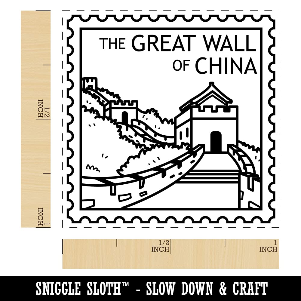 Great Wall of China Travel Souvenir - 1 Inch Self-Inking Rubber Stamp with Blue Ink - Perfect for Passport Stamping, Scrapbooking & Travel Journaling