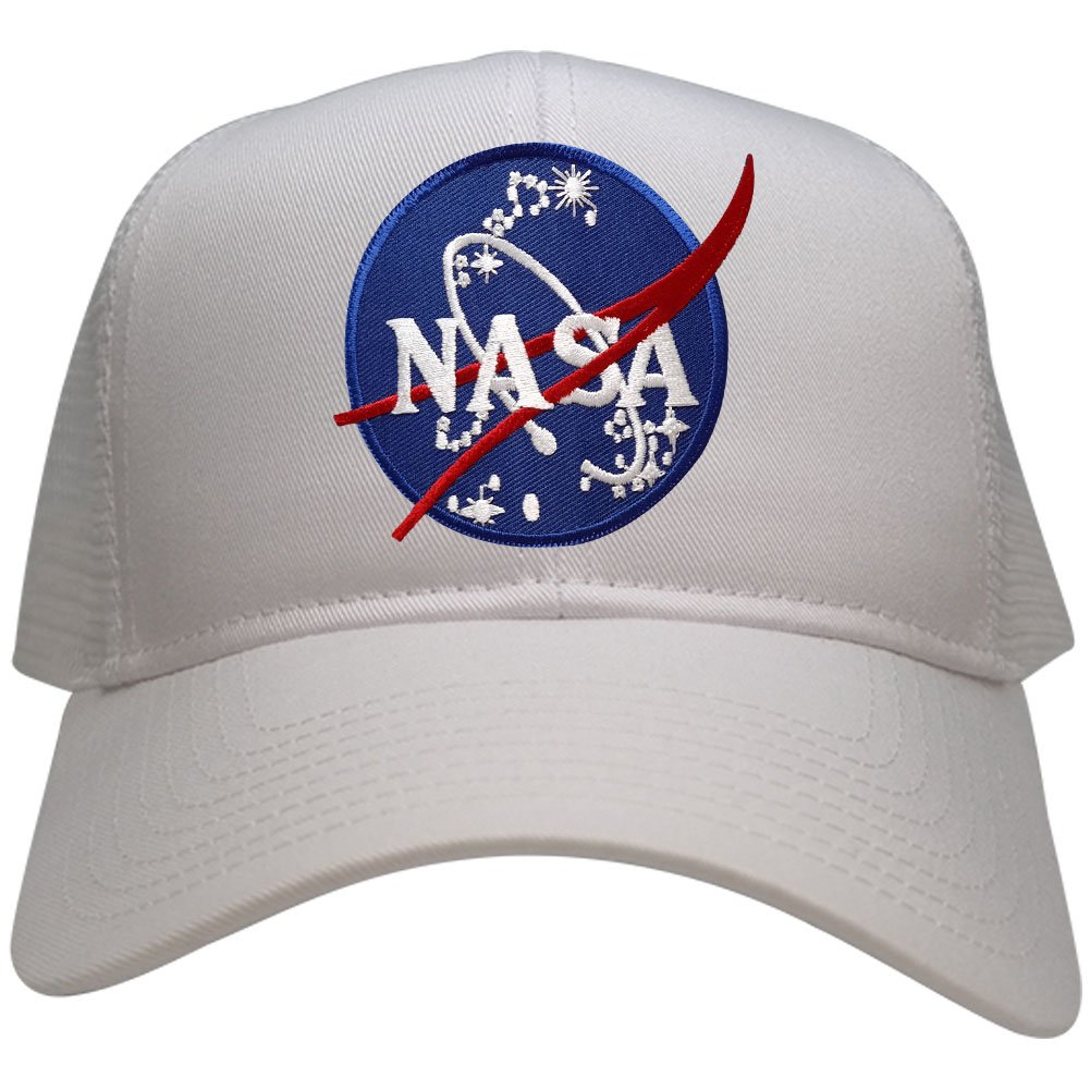 NASA Logo Embroidered Iron-On Patch Snapback Trucker Cap - Stylish & Durable for Outdoor, Sports & Casual Wear