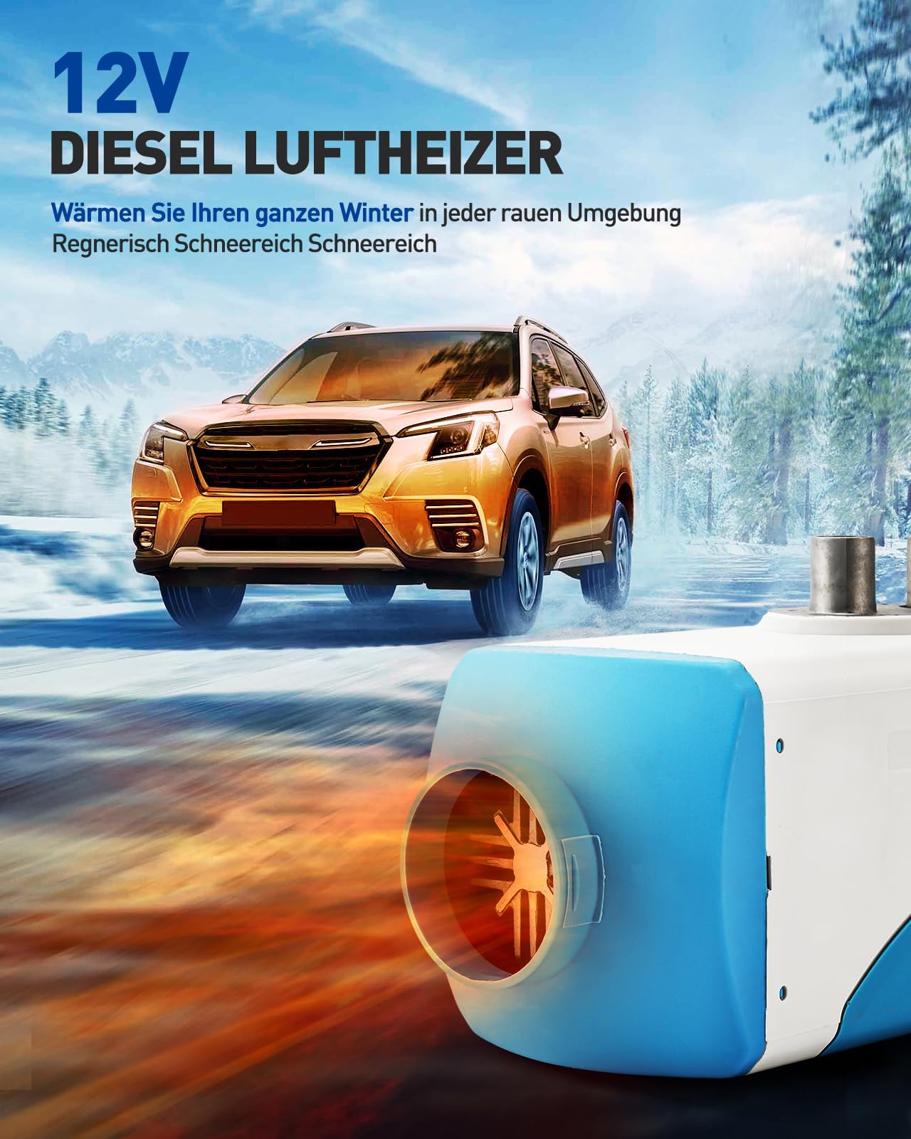 Torchbeam 12V 5KW Diesel Heater with LCD Digital Monitor & Remote Control - Portable Parking Heater for Cars, RVs, Trucks, Campers, Motorhomes - Ideal for Winter Camping, Road Trips & Off-Grid Living