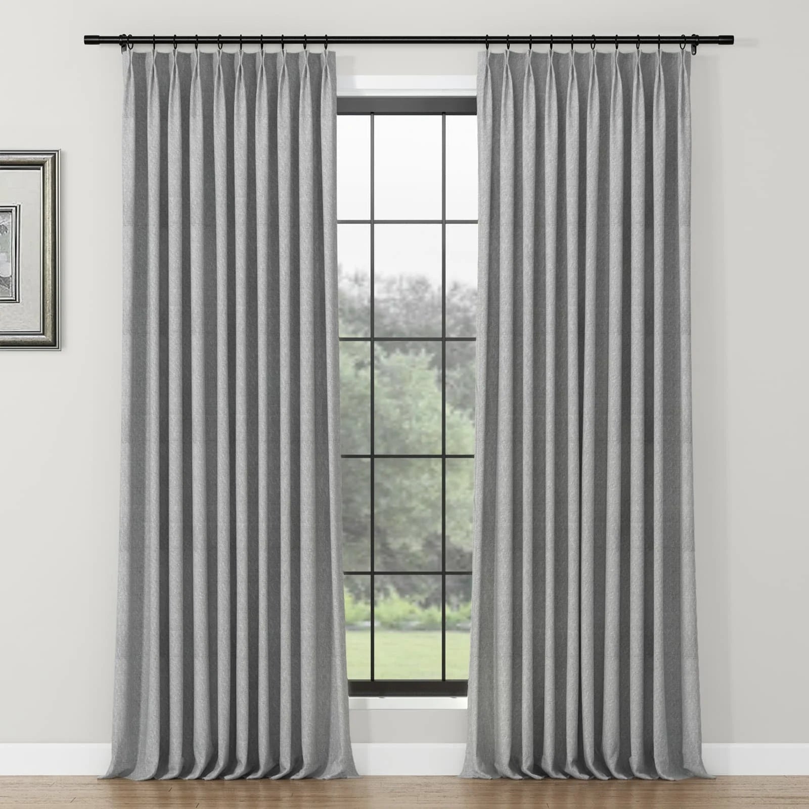 Lydia Rove Jacquard Pleated Curtains for Living Room & Bedroom - Elegant Window Treatments for Home Decor