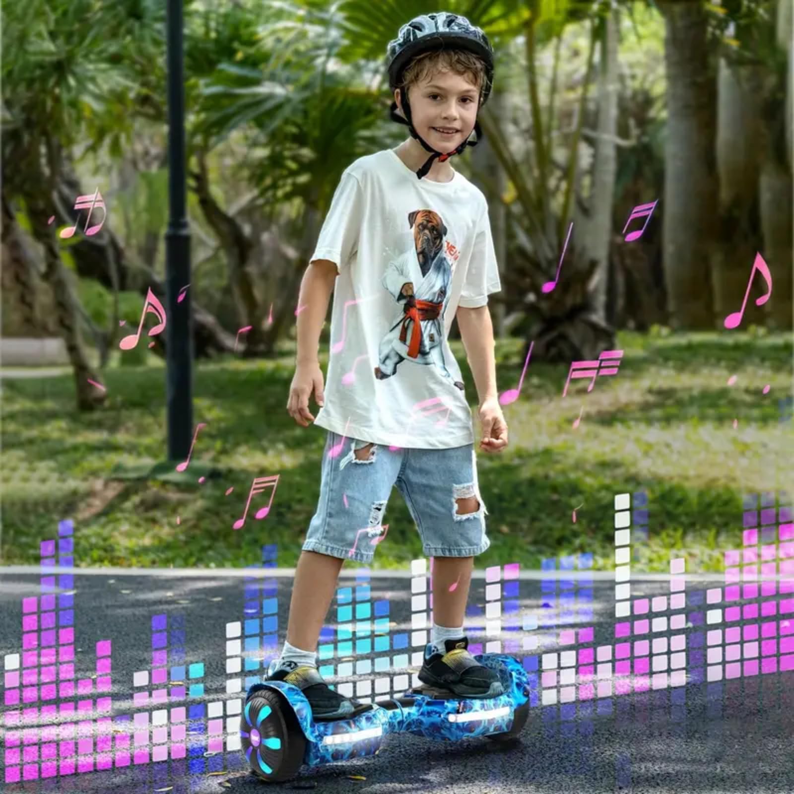 Self Balancing Scooter with Bluetooth & Colorful LED Lights - Electric Hoverboard for Kids, Teens & Adults - Perfect Gift for All Ages - Ride to School, Park & Outdoor Adventures
