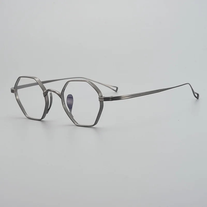 Unisex Black Flat Top Polygon Titanium Eyeglasses Frame - Lightweight Durable for Work, Reading & Fashion Accessories