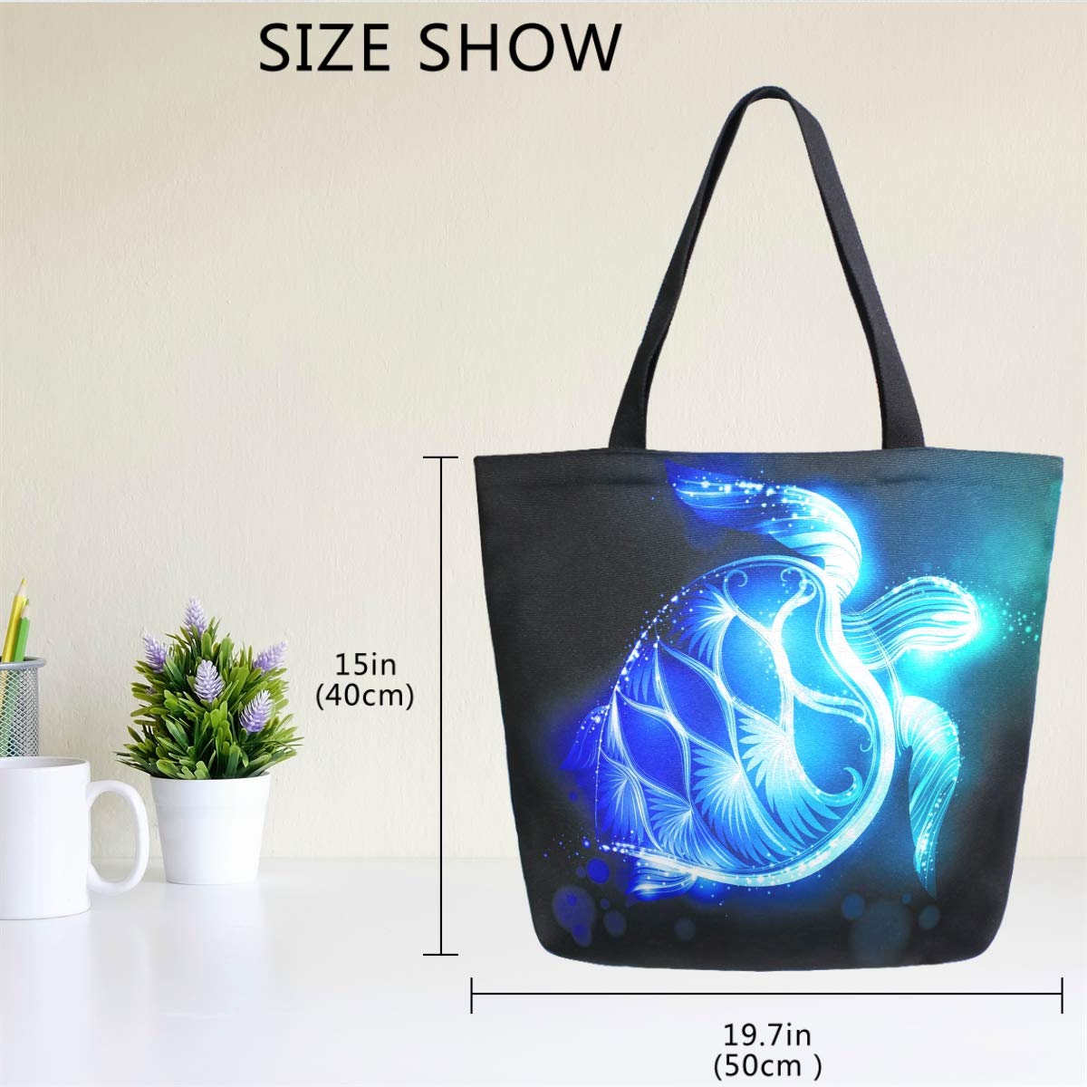 Large Women's Casual Shoulder Handbag - Naanle Ocean Turtle Canvas Tote | Reusable Multipurpose Heavy Duty Shopping Grocery Cotton Bag for Outdoors, Beach, Travel & Daily Use