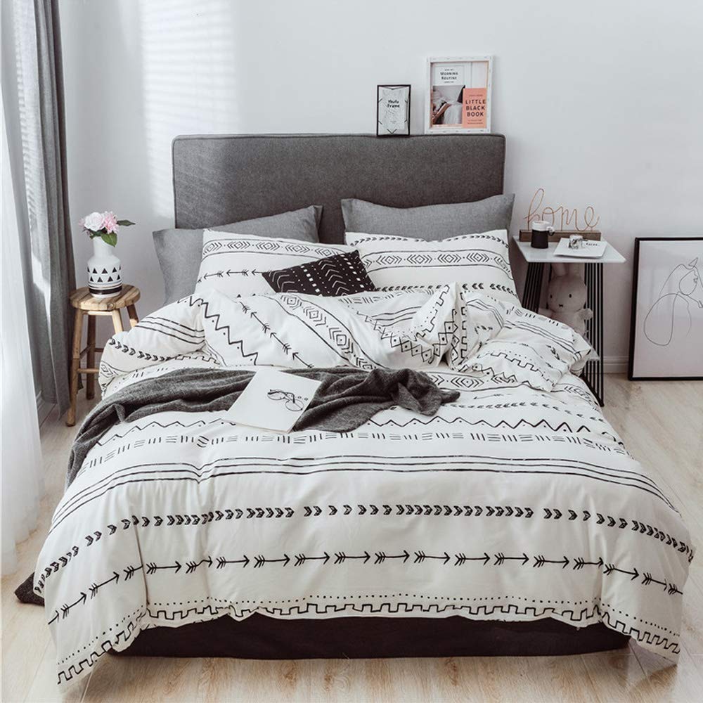 Feelyou Boho Aztec Duvet Cover Queen Size - Bohemian Geometric Stripe Bedding Set for Kids, Boys, Girls & Adults | Soft Modern Quilt Cover with Zipper Closure (Comforter Not Included) | Perfect for Bedroom Decor, Guest Rooms & Bohemian Style Homes