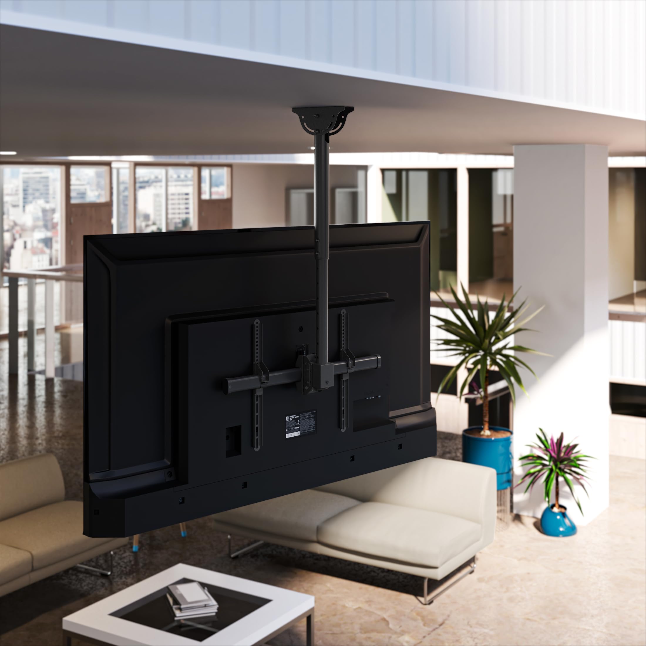 Mount-It! Full Motion TV Ceiling Mount Bracket - Adjustable Height, 360° Rotation & Tilting for 75