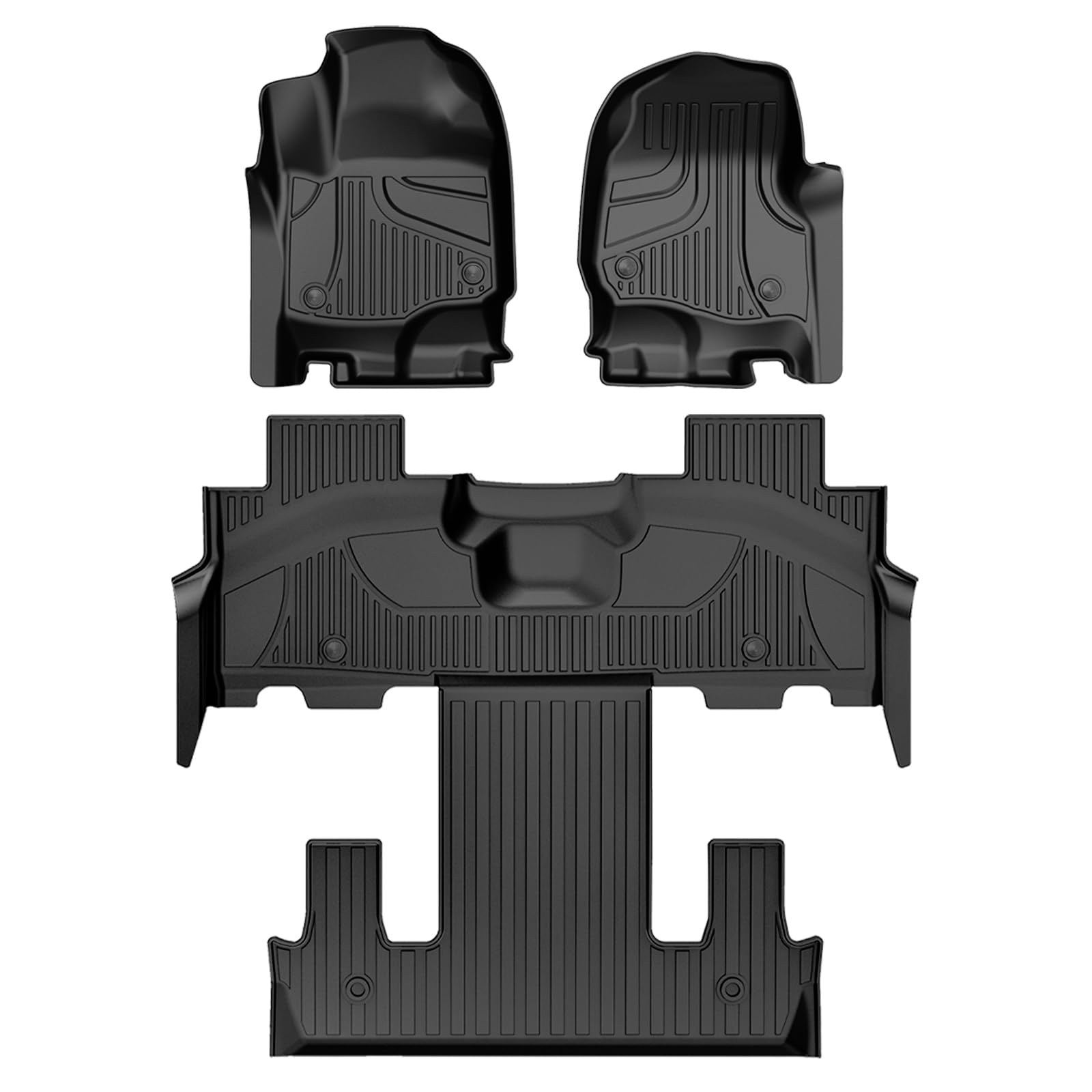 All-Weather Floor Mats for 2018-2025 Ford Expedition/Expedition Max/Expedition Limited - Heavy Duty Protection for 1st, 2nd & 3rd Row with 2nd Row Bucket Seats (Black) | Perfect for Mud, Snow & Spills Protection