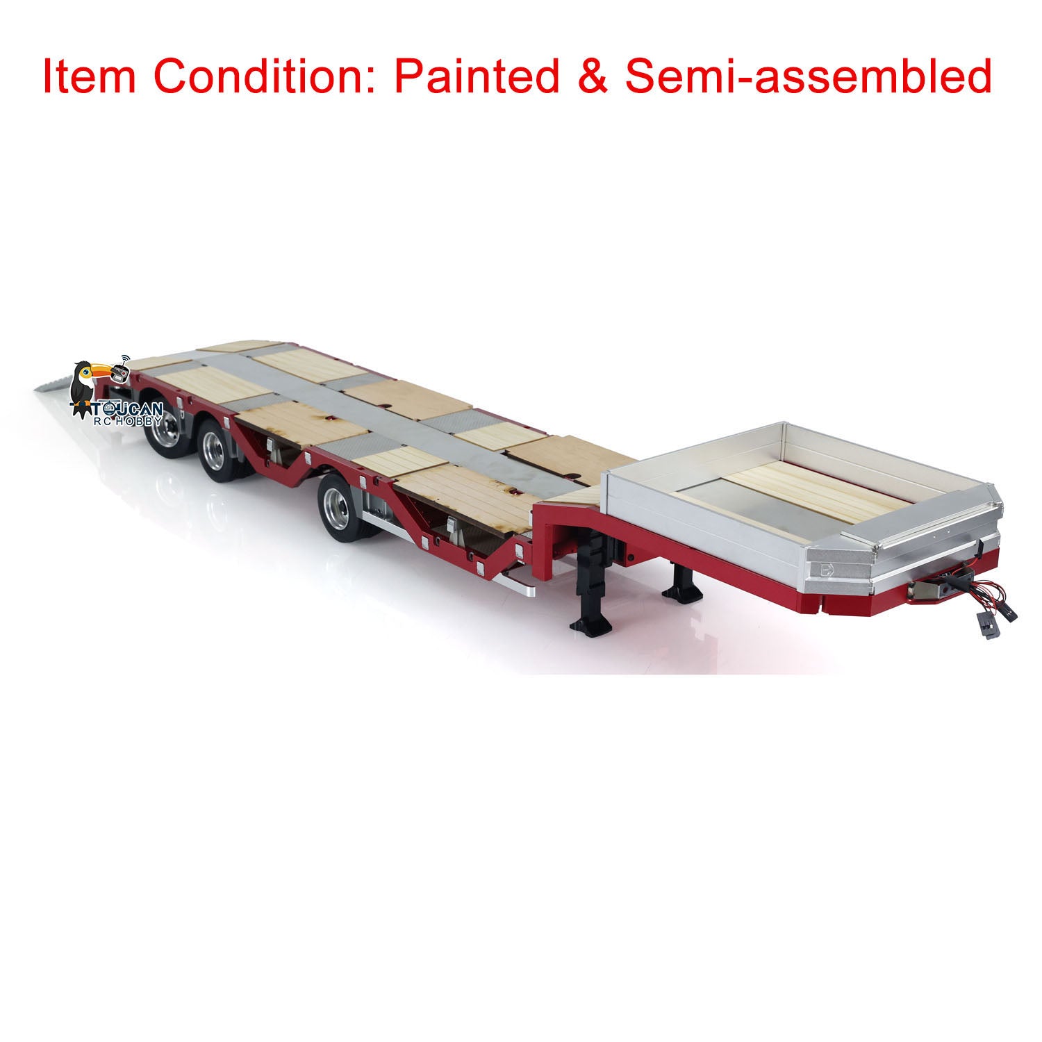 1/14 Scale 3 Axles Extendible Metal Trailer for RC Tractor Truck & Car Models - Assembled & Painted (103x20x8cm) - Perfect for RC Construction Sites, Farm Scenes & Truck Shows