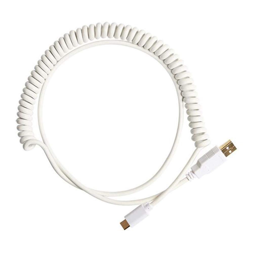 Baalaa Coiled USB C Cable for Mechanical Keyboard - White | Gaming & Office Use