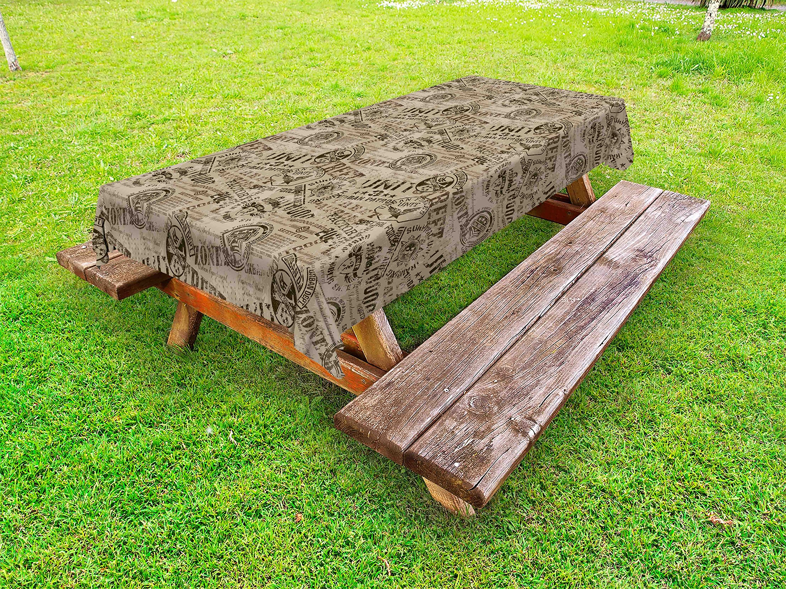 Ambesonne Vintage Grunge Outdoor Tablecloth - Nostalgic Country Pins Uniform Design, Washable Picnic Table Cover 58