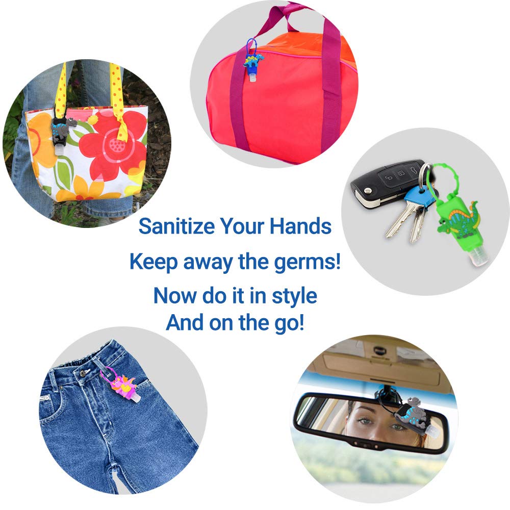 KINIA 8-Pack Dinosaur Hand Sanitizer Bottles with Lanyards - for Kids Travel & School
