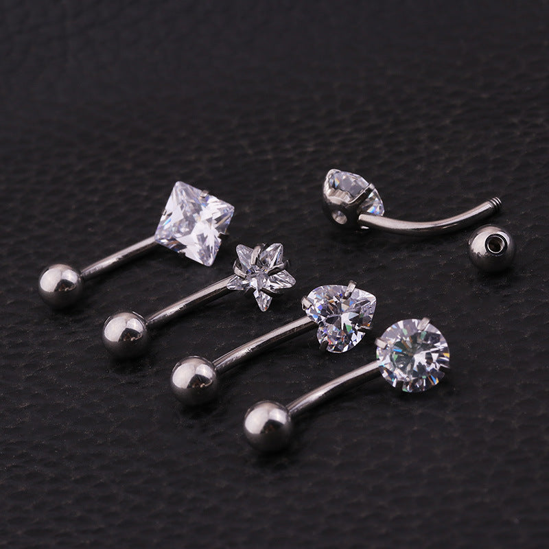 14G Surgical Steel Heart Navel Belly Button Ring - Durable Body Jewelry for Women | BR8565 | Perfect for Everyday Wear, Parties & Piercing Collection
