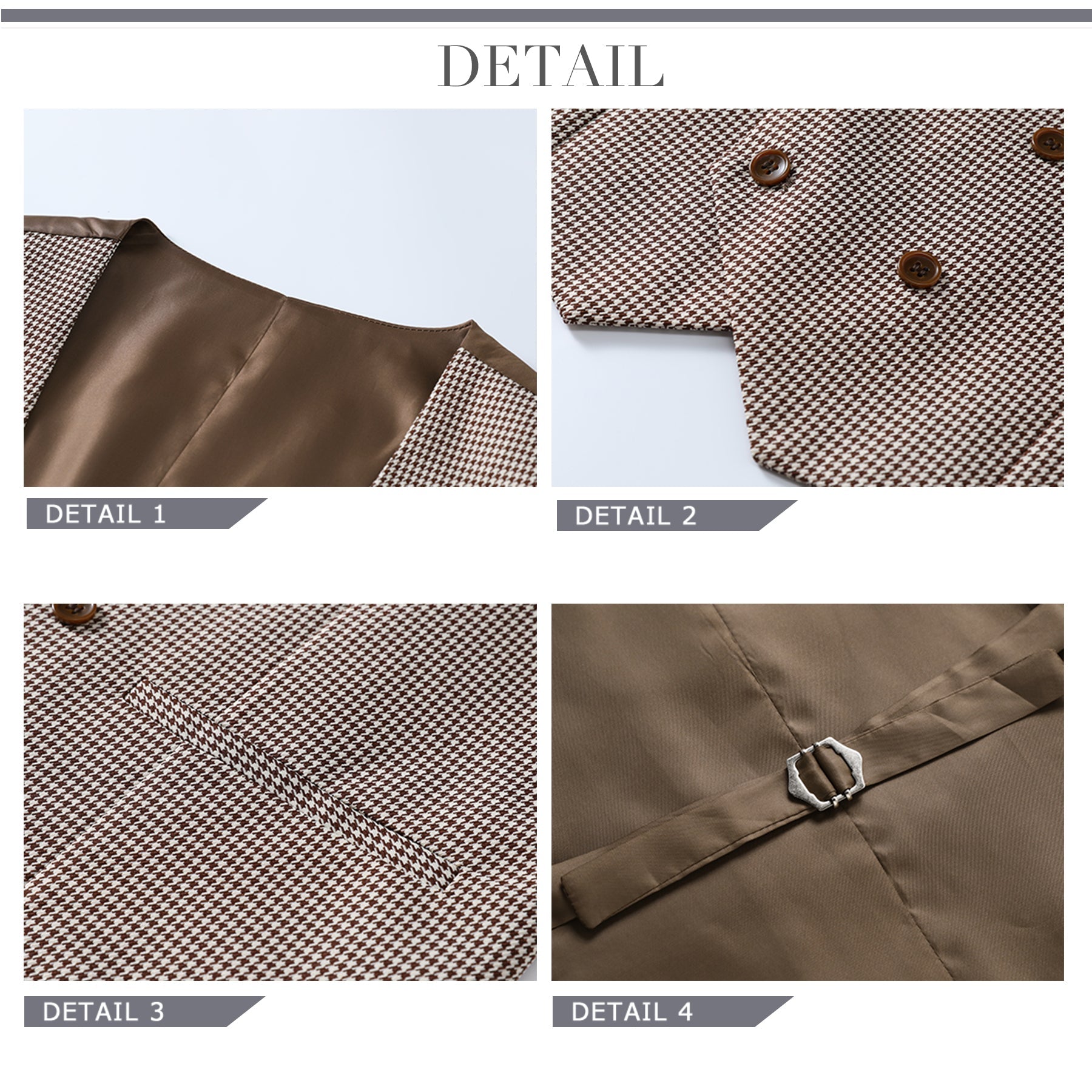 Premium 3-Piece Plaid Suit Set for Men - Stylish Coffee Brown Business Attire - Perfect for Office, Weddings & Formal Events
