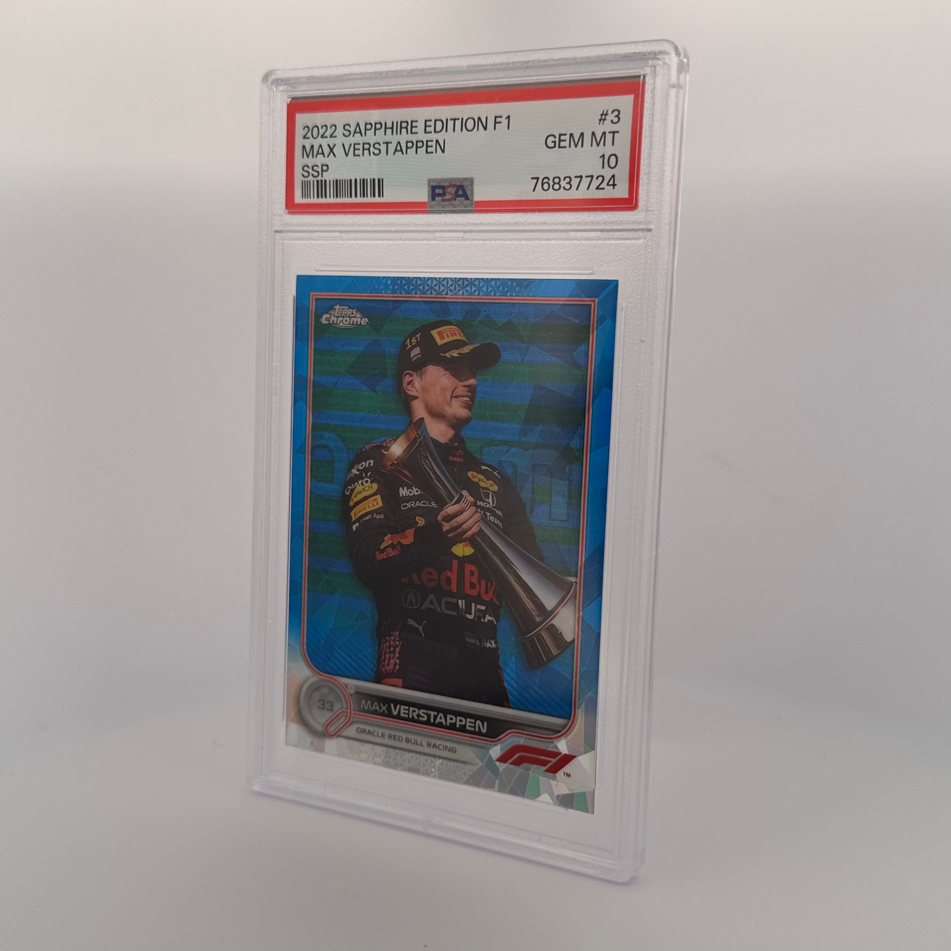 PSA 10 MAX VERSTAPPEN #3 SAPPHIRE EDITION SSP Trading Card - 2021 F1 World Champion Collectible for Sports Memorabilia Fans & Card Investors (Perfect for Display, Trading, or Investment Portfolio)