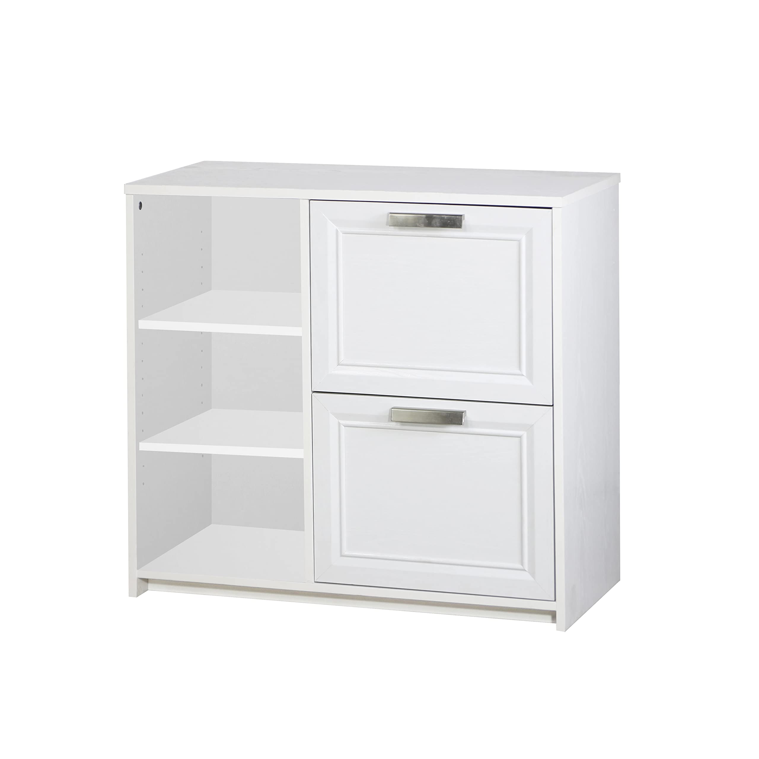 Saint Birch Alaska Wood 2-Drawer File Cabinet with 3 Shelves in White - Perfect for Home Office Organization & Document Storage