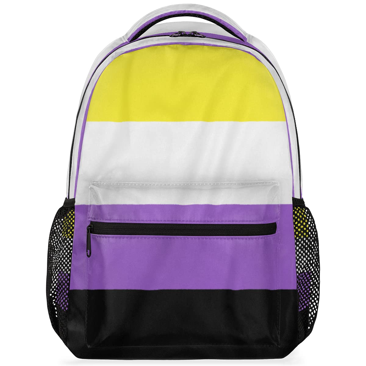 Non-Binary Pride Flag Backpack - Waterproof Laptop Backpack for Travel & School with Adjustable Shoulder Straps | LGBTQ+ Pride Gear for College, Work & Daily Commute