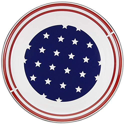 Stars & Stripes 15.5 Inch Enamelware Serving Tray - Patriotic American Flag Design for Picnics, BBQs & Home Decor