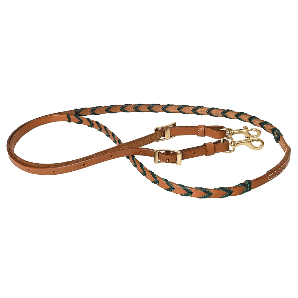 8 Feet Hilason Western Horse American Leather Laced Barrel Roper Reins Brown - Durable Roping Reins for Western Riding, Ranch Work & Horse Training