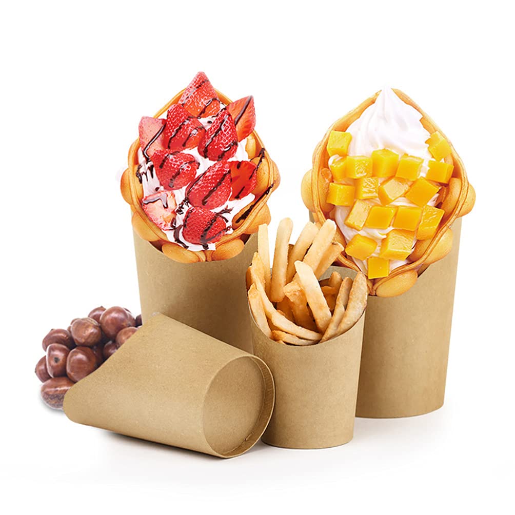 Housoutil 50-Pack Disposable Kraft Paper French Fry Holders | 14oz Brown Charcuterie Cups for Spicy Snacks, Falafel & Finger Foods | Perfect for Parties, Food Trucks & Takeout