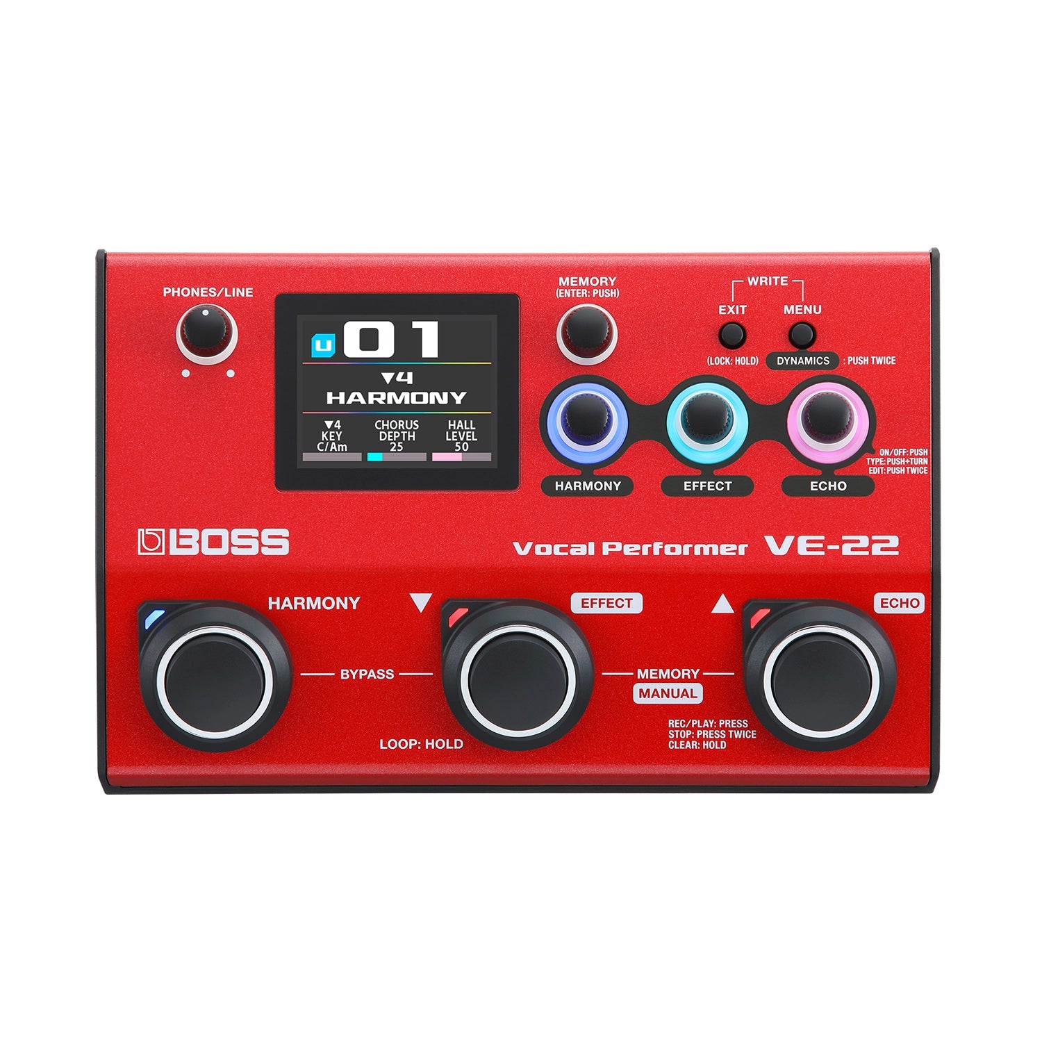 Boss VE-22 Vocal Effects & Looper Pedal for Singers - Professional Live Performance & Studio Recording Effects Processor with Harmony, Reverb, Delay, and Loop Functions