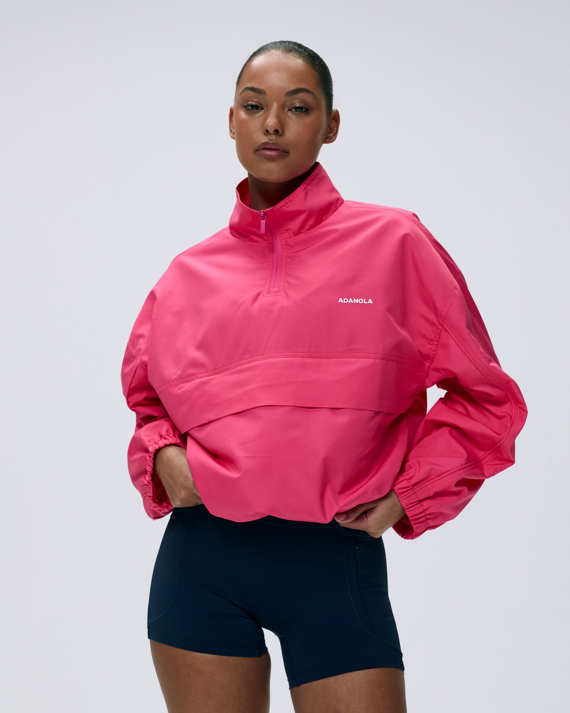 Half Zip Track Jacket for Women - Breathable Running Hoodie in Hot Pink | Gym, Jogging & Outdoor Sports