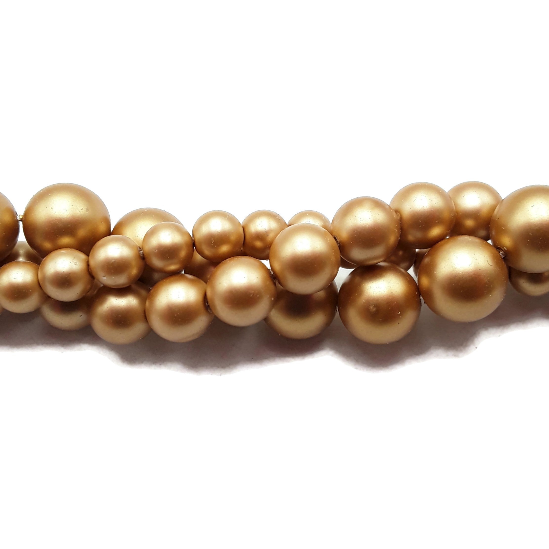 Premium Gold Shell Pearl Matte Round Beads - 6mm, 8mm, 10mm, 15.5 Inch Strands for Jewelry Making, DIY Crafts, Necklaces & Bracelets - Perfect for Beading, Scrapbooking & Home Decor Projects