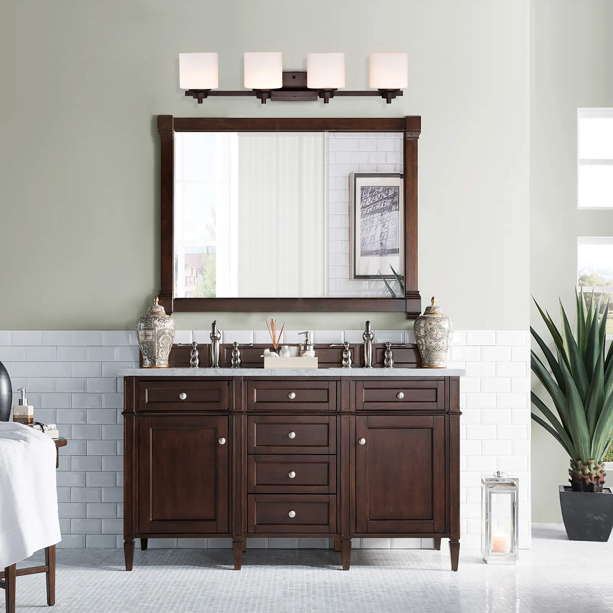 4-Light Oil Rubbed Bronze Bathroom Vanity Light Fixture - 33 Inch Wide Contemporary Design for Bathroom, Powder Room & Dressing Area