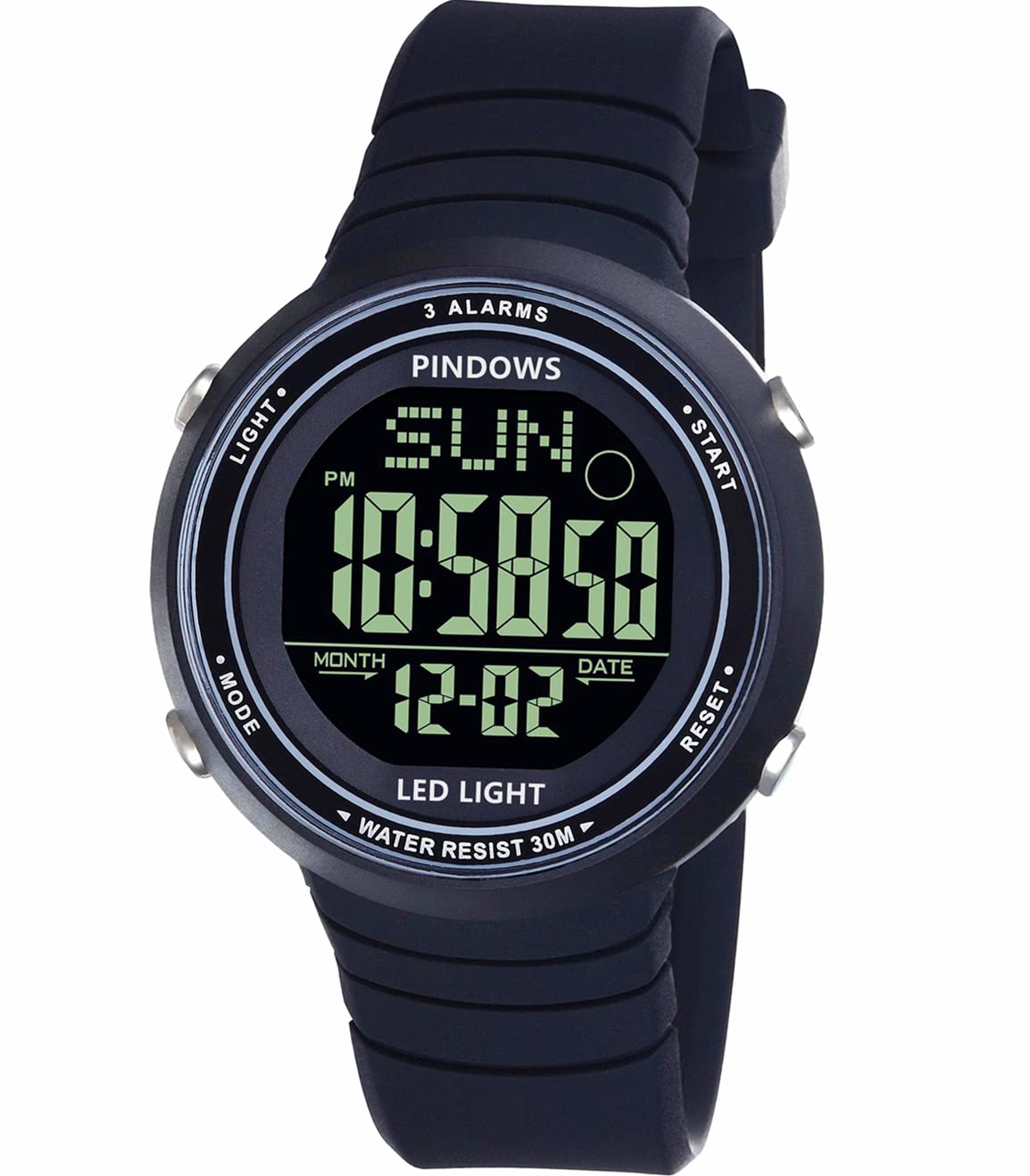 PINDOWS Digital Sports Watch for Women - Waterproof, Alarm, Stopwatch for Outdoor & Fitness