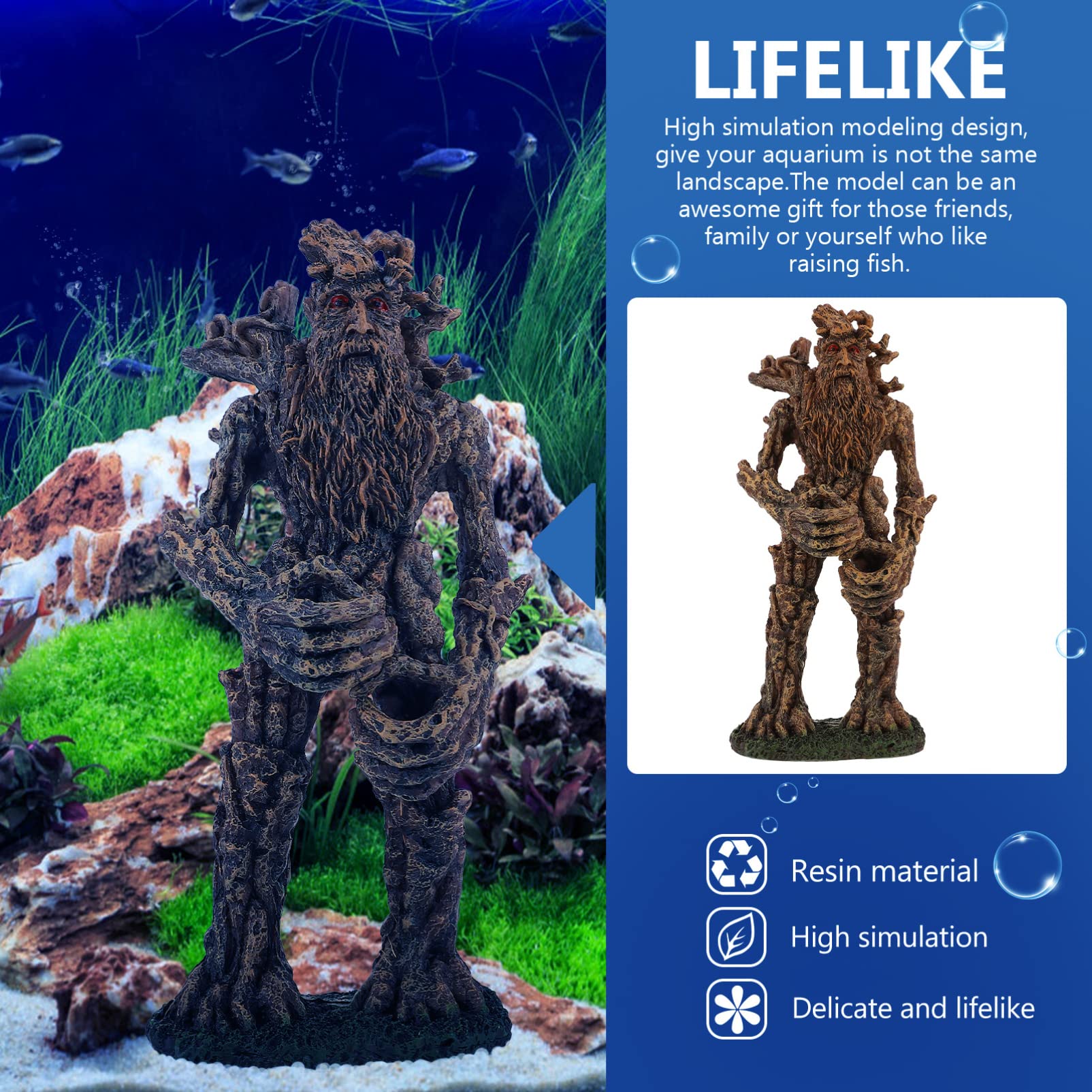 Zerodeko Aquarium Decor - Resin Treeman Ornament for Fish Tank, Betta Fish - Freshwater & Saltwater Use
