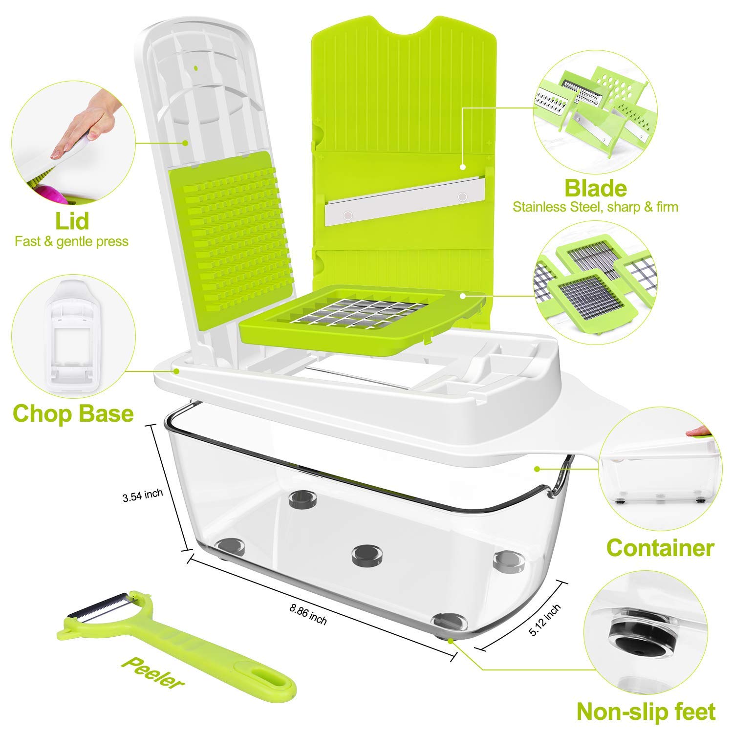 23-Piece Vegetable Chopper & Slicer Set - Kitchen Gadget for Salad, Potato & Fruit - with Container