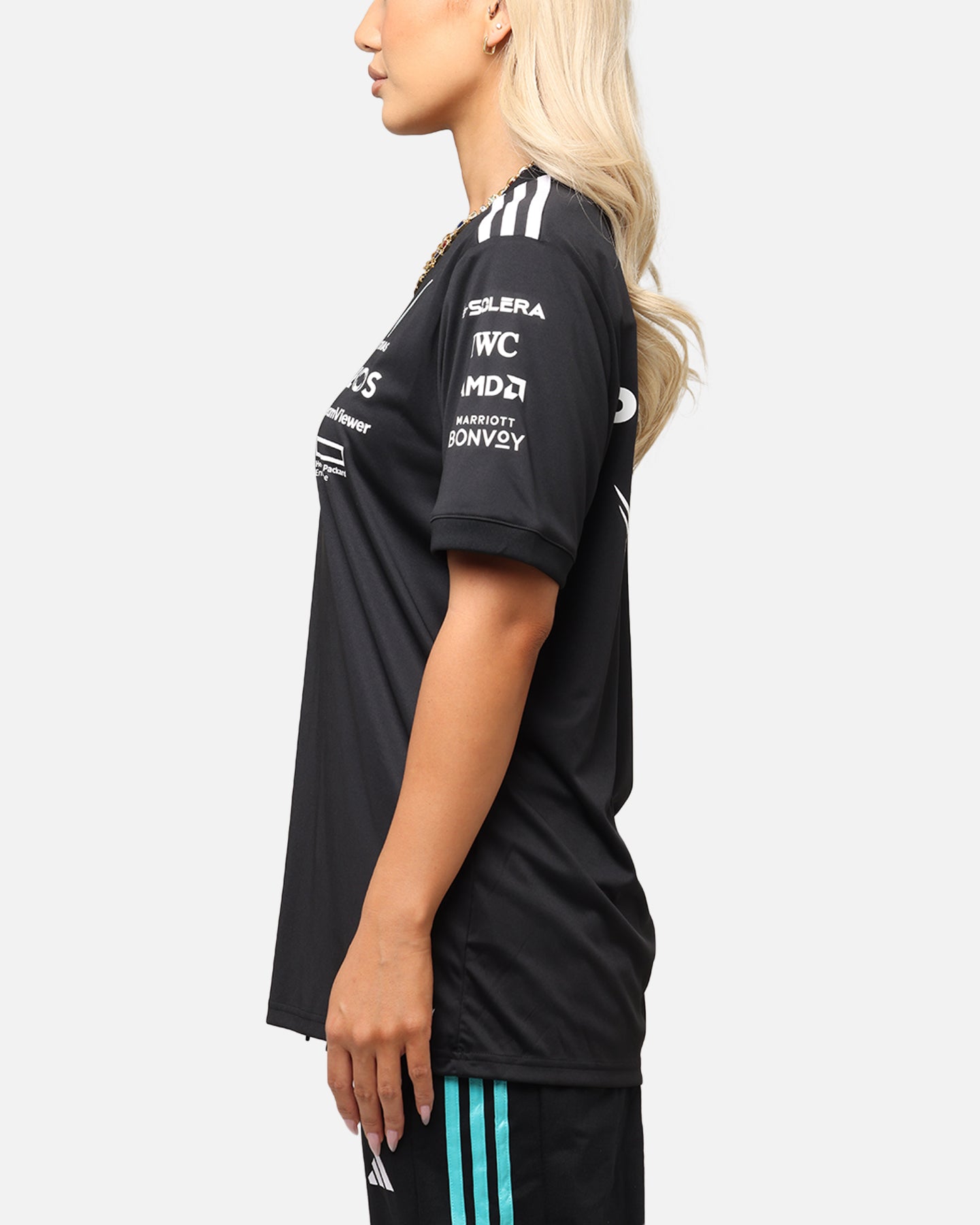 Adidas x Mercedes AMG Petronas Formula One F1 2025 Team Driver T-Shirt - Black - Official Motorsport Fan Gear for Racing Enthusiasts and F1 Supporters