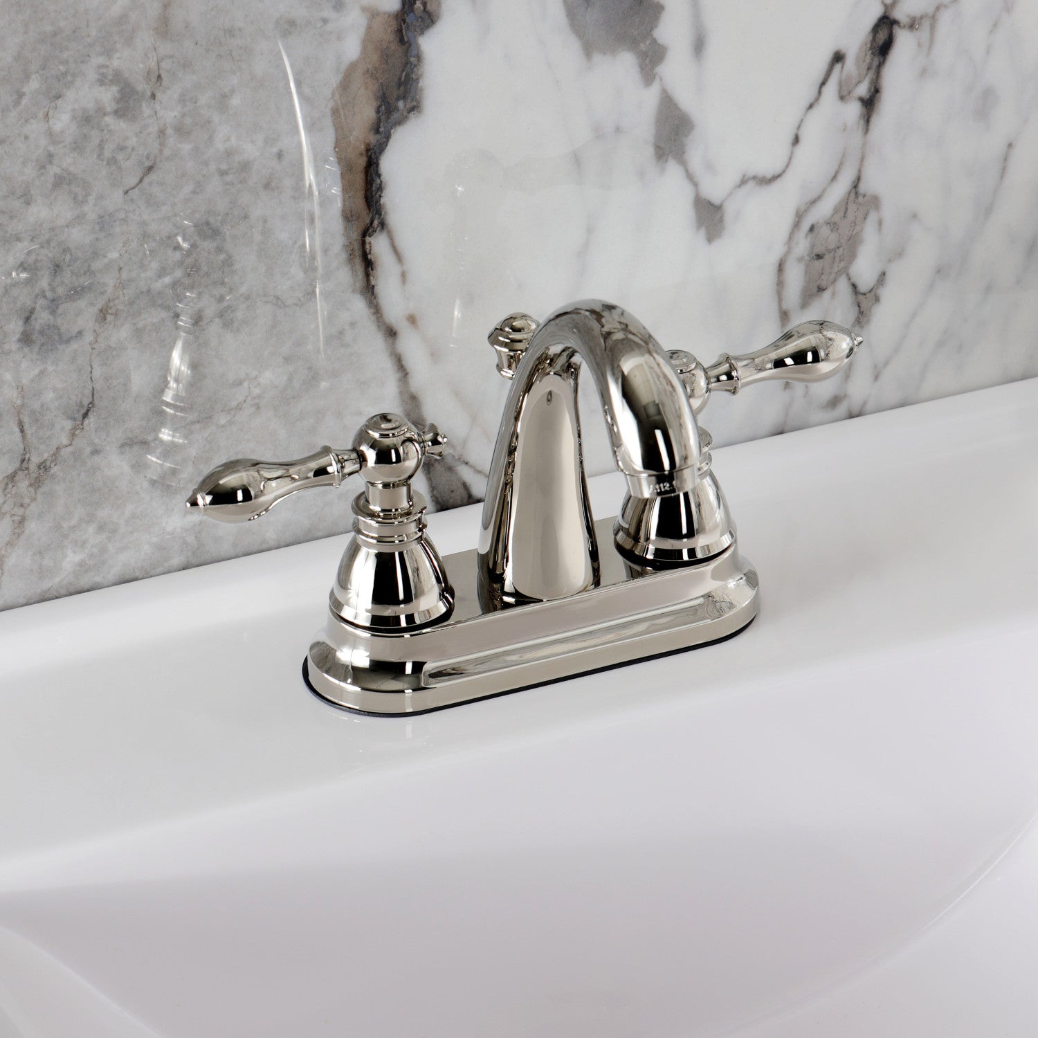 FSY5619ACL Polished Nickel 4-Inch Centerset Bathroom Faucet - Double Handle Deck Mount with Pop-Up Drain - Classic American Design for Bathroom & Powder Room Sink