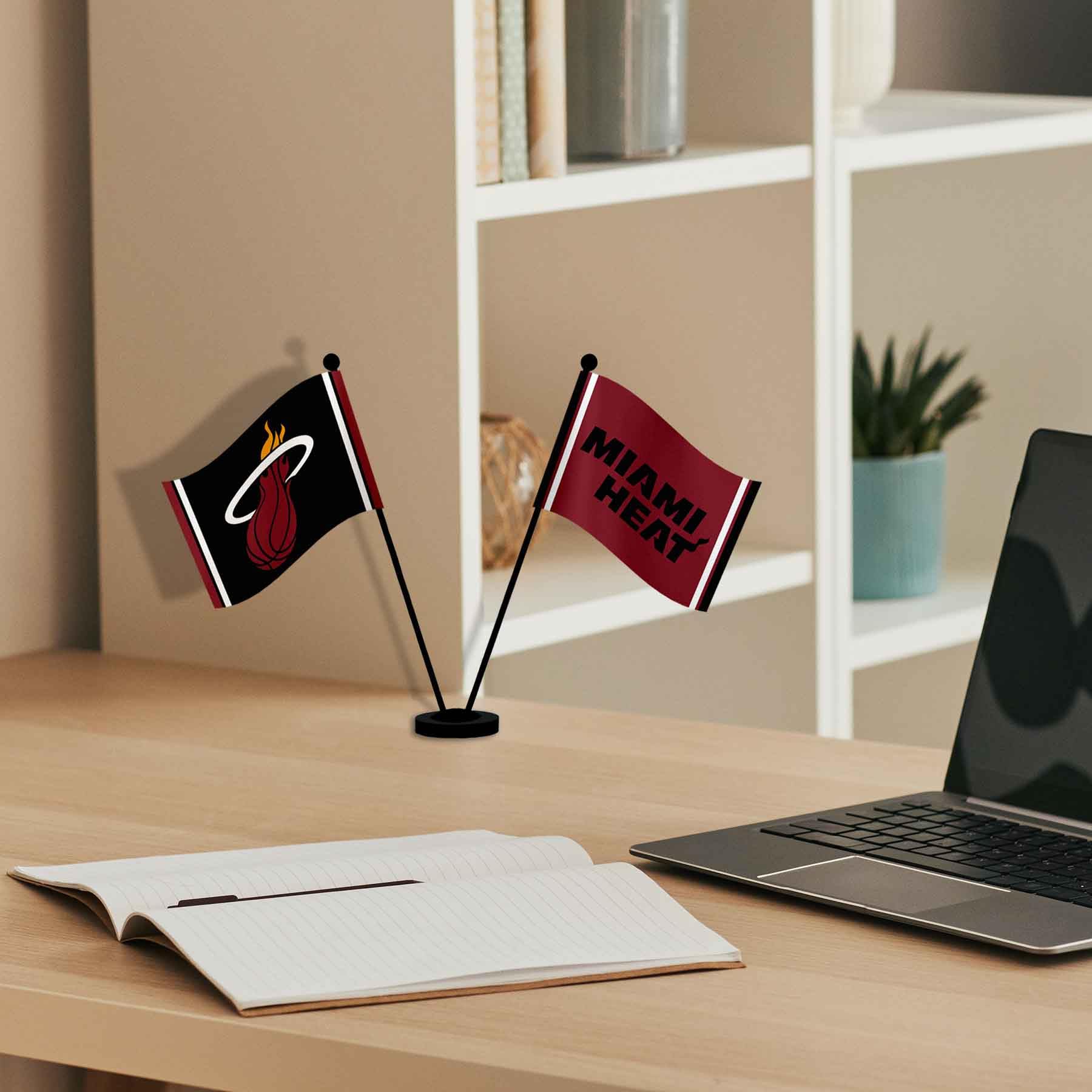 Miami Heat Desk Flag & Table Top Flag - NBA Team Fan Decor for Office, Home, and Game Day Parties