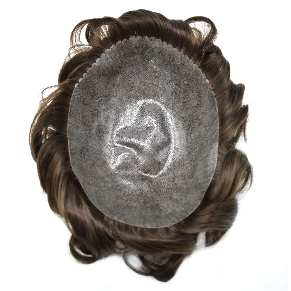 Premium Thin Skin PU Injection Toupee for Men - Real Natural Human Hair Replacement System (3# Dark Brown) | Undetectable Hairpiece for Daily Wear, Work & Special Occasions