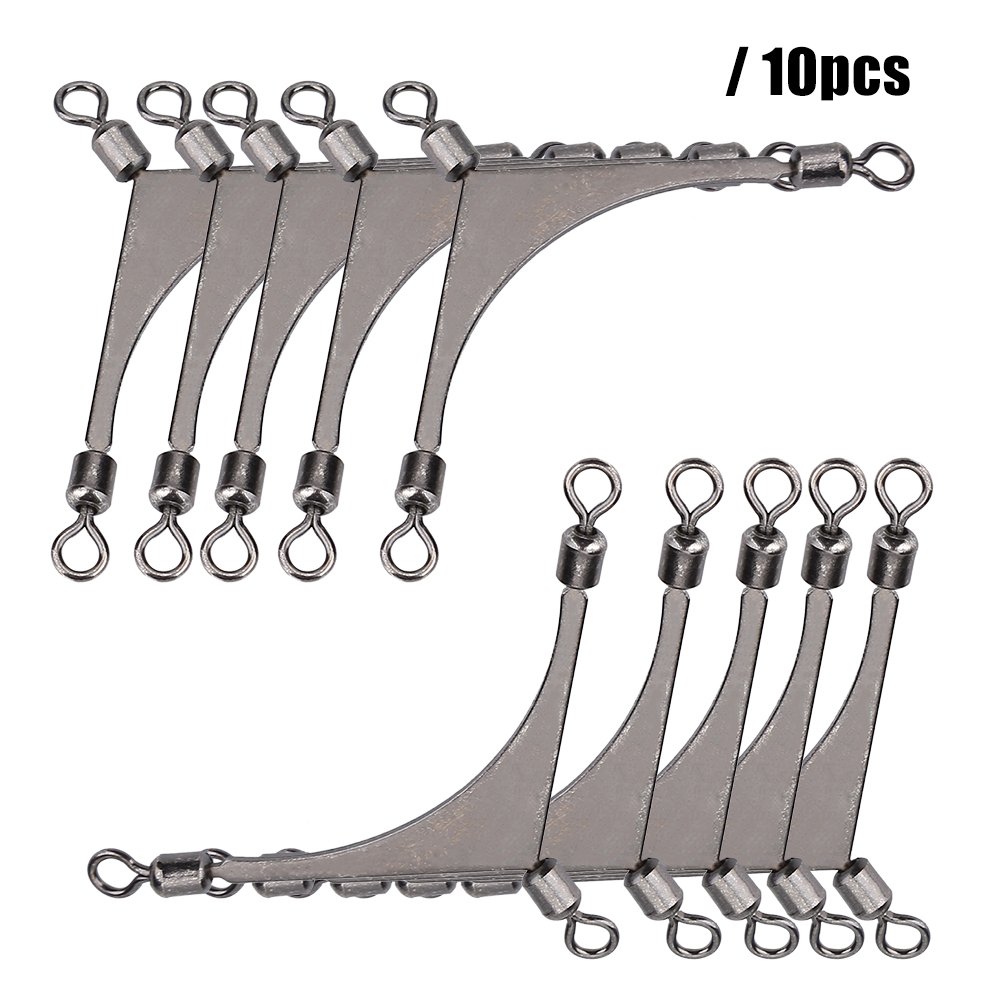 Premium ZJchao Triple Swivels Fishing Connectors - 3-Way Fishing Swivel Rings (10pcs) for Saltwater & Freshwater Fishing - Ideal for Lure Rigging, Trolling & Bait Fishing