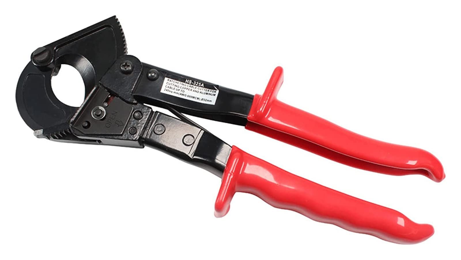 Ratchet Cable Pliers HS-325A - Heavy Duty Wire Cutting Tool for Crafts, DIY & Electrical Work - Effortless Wire Stripping & Crimping Hand Tool (Red) - Perfect for Jewelry Making, Home Repairs & Automotive Wiring