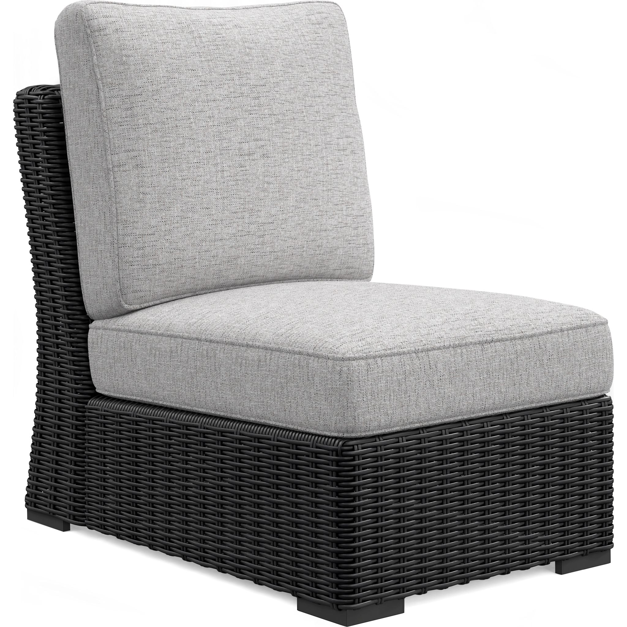 Beachcroft Outdoor Armless Chair with Cushion - Black/Light Gray - Perfect for Patio, Poolside, Garden & Backyard Relaxation