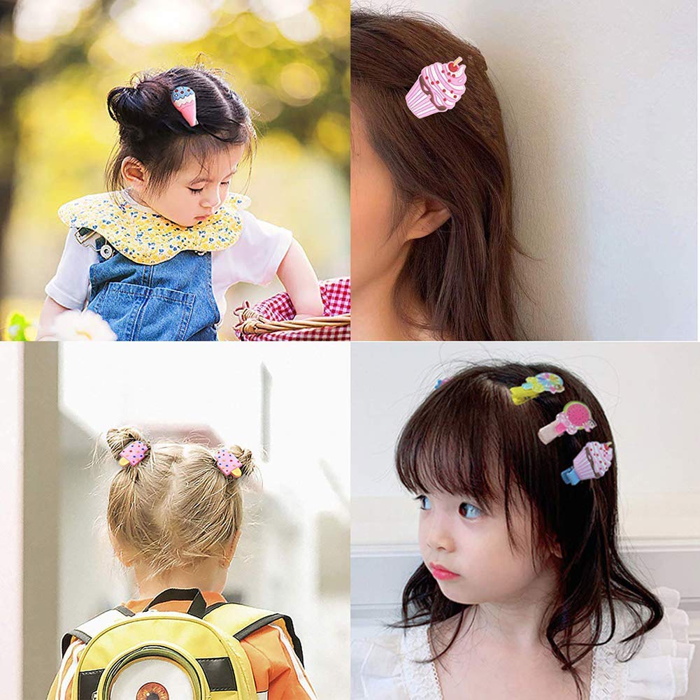 Homeoculture 10-Pack Cute Cartoon Ice Cream Hair Clips for Girls - Animal Design Hair Accessories for Kids, Perfect for School, Parties & Daily Wear