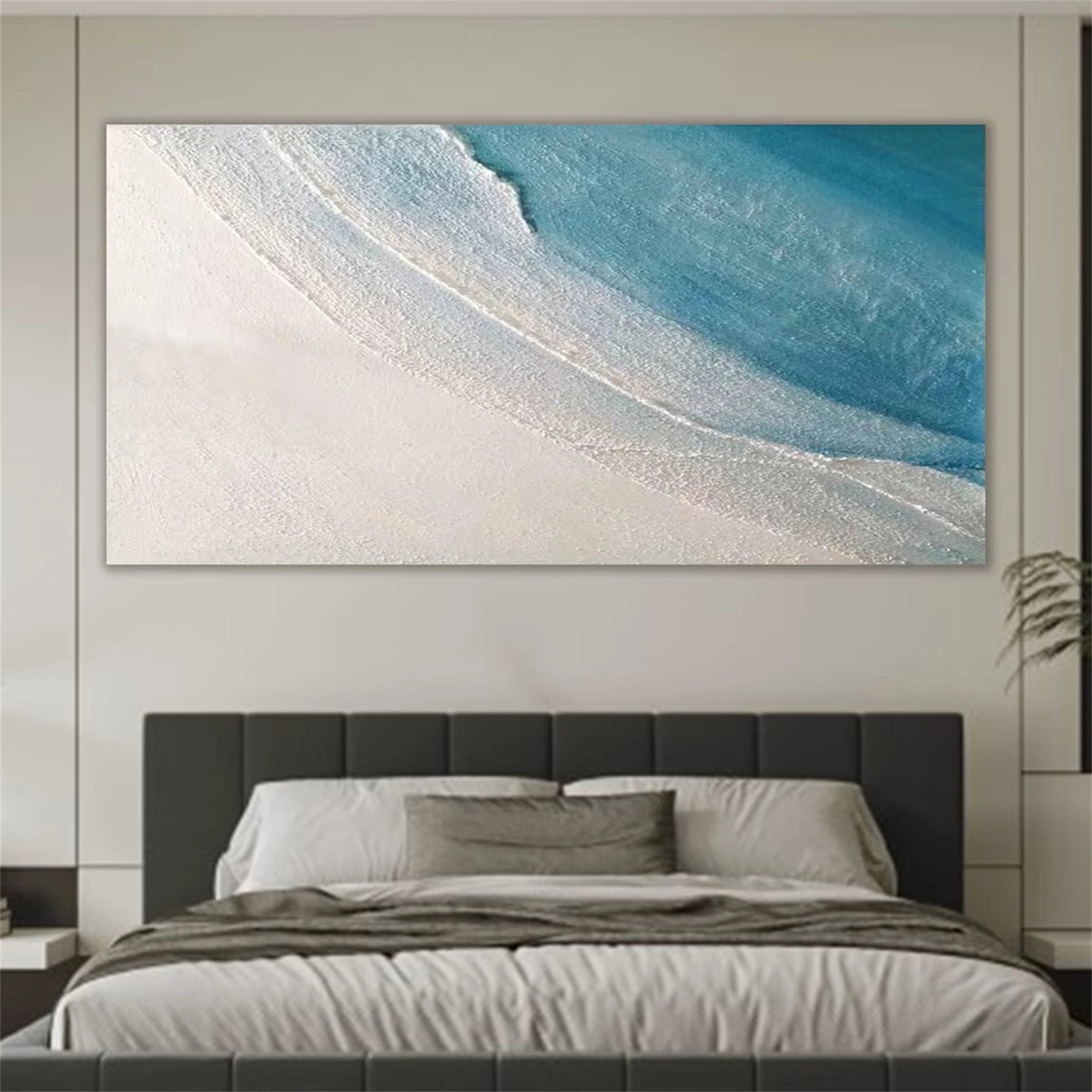 Ocean and Sky Painting #OS 065 - Handmade Canvas Wall Art for Home & Office Decor - Perfect for Living Room, Bedroom, or Office Wall Decor