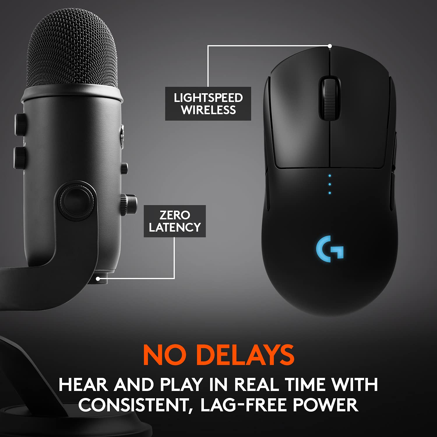Logitech G Pro Wireless Gaming Mouse - Esports Performance, Blue Yeti USB Microphone with Blue VO!CE Effects (Blackout) - Perfect for Competitive Gaming, Streaming & Professional Esports