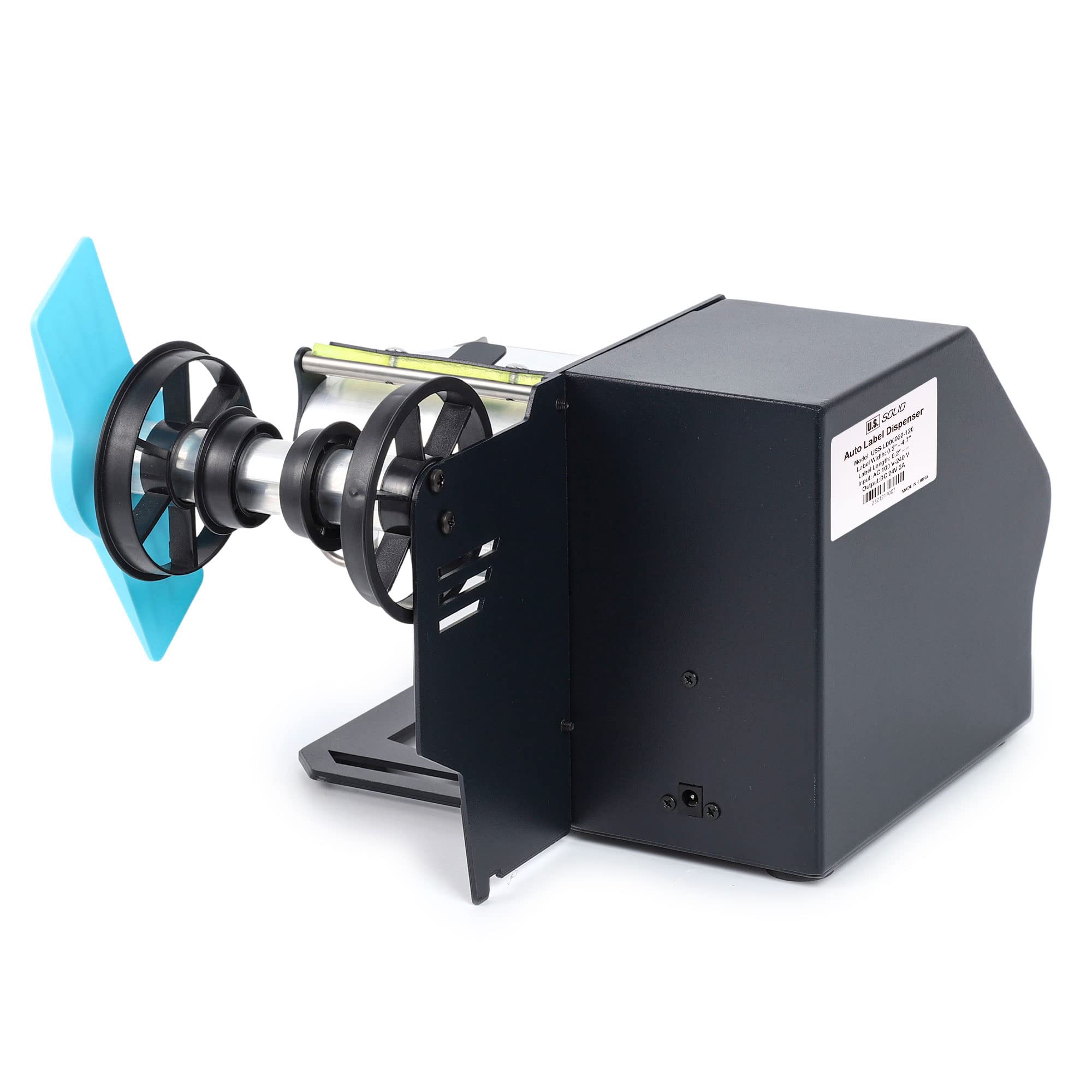 U.S. Solid Automatic Label Dispenser for Rolls & Fanfold Labels - Electric Label Applicator for Translucent/Opaque Labels with Counter & Adjustable Speed - Max 7