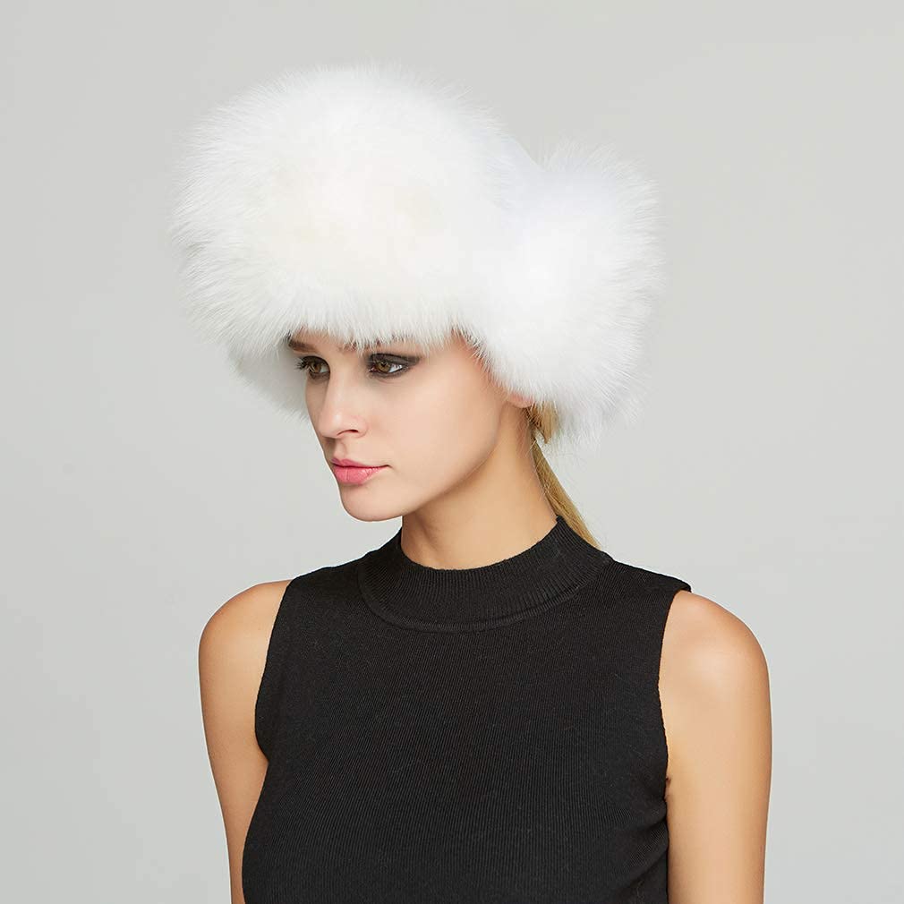 Fur Story Women's Fur Trapper Hat with Sheepskin Earflaps - Warm Winter Hat with Pom Pom for Cold Weather - Perfect for Skiing, Snowboarding & Outdoor Winter Activities
