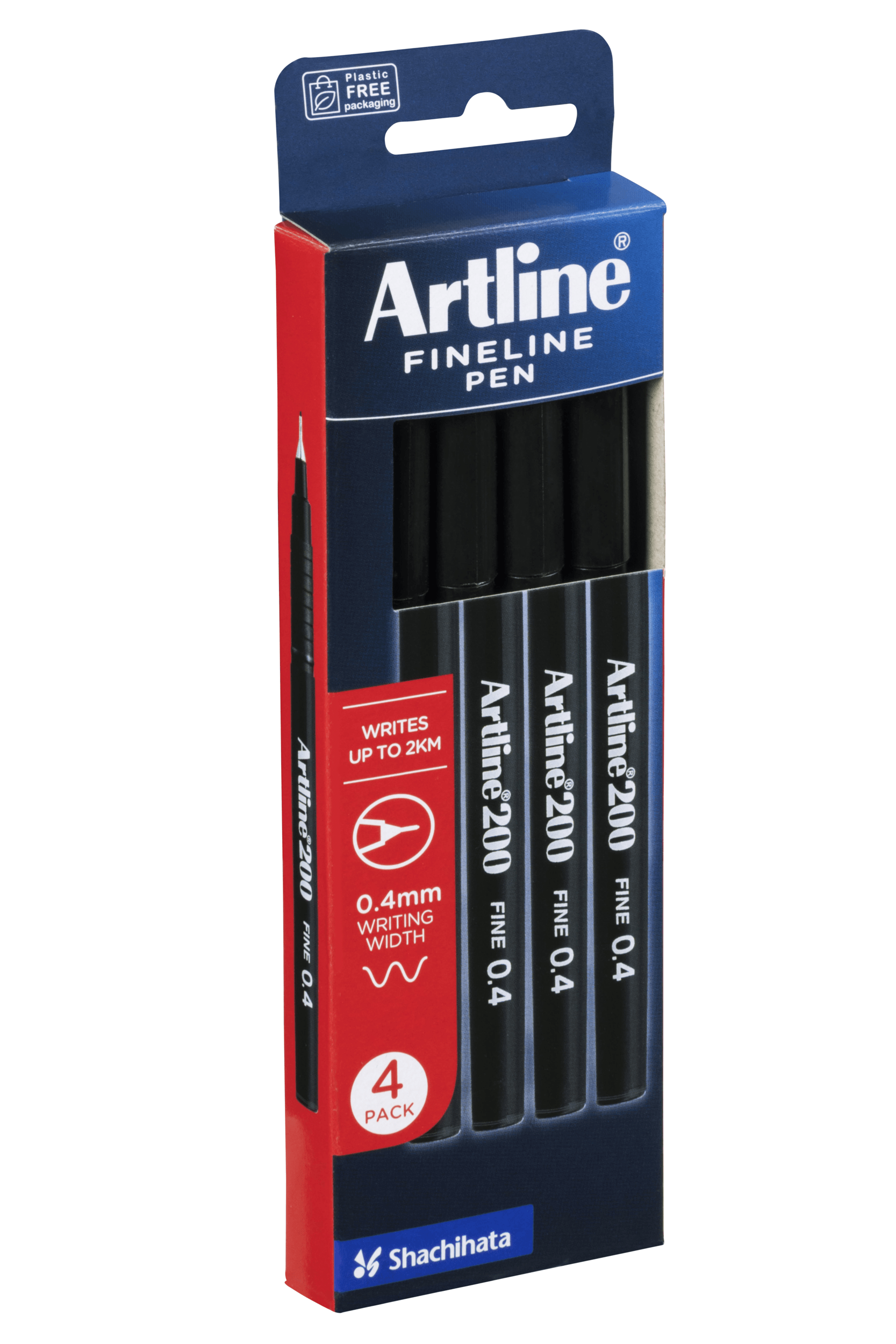 Artline 200 Fineliner Pen Set - 0.4mm Ultra Fine Tip Black Marker Pens (4 Pack) for Sketching, Note Taking & Bullet Journaling