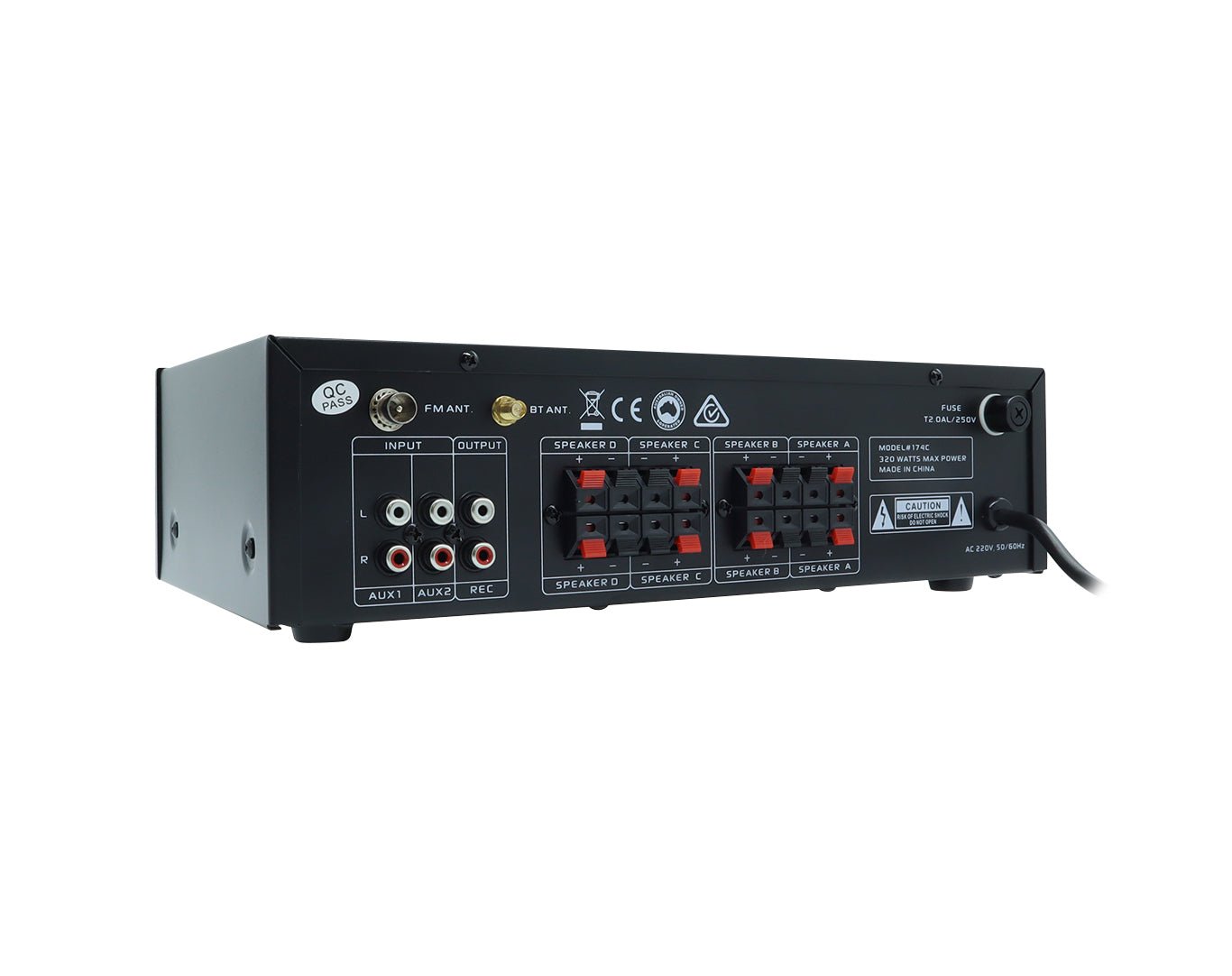 320W 4-Channel Bluetooth Amplifier with Multi-Zone Audio - Perfect for Home Theater, Parties, and Outdoor Events