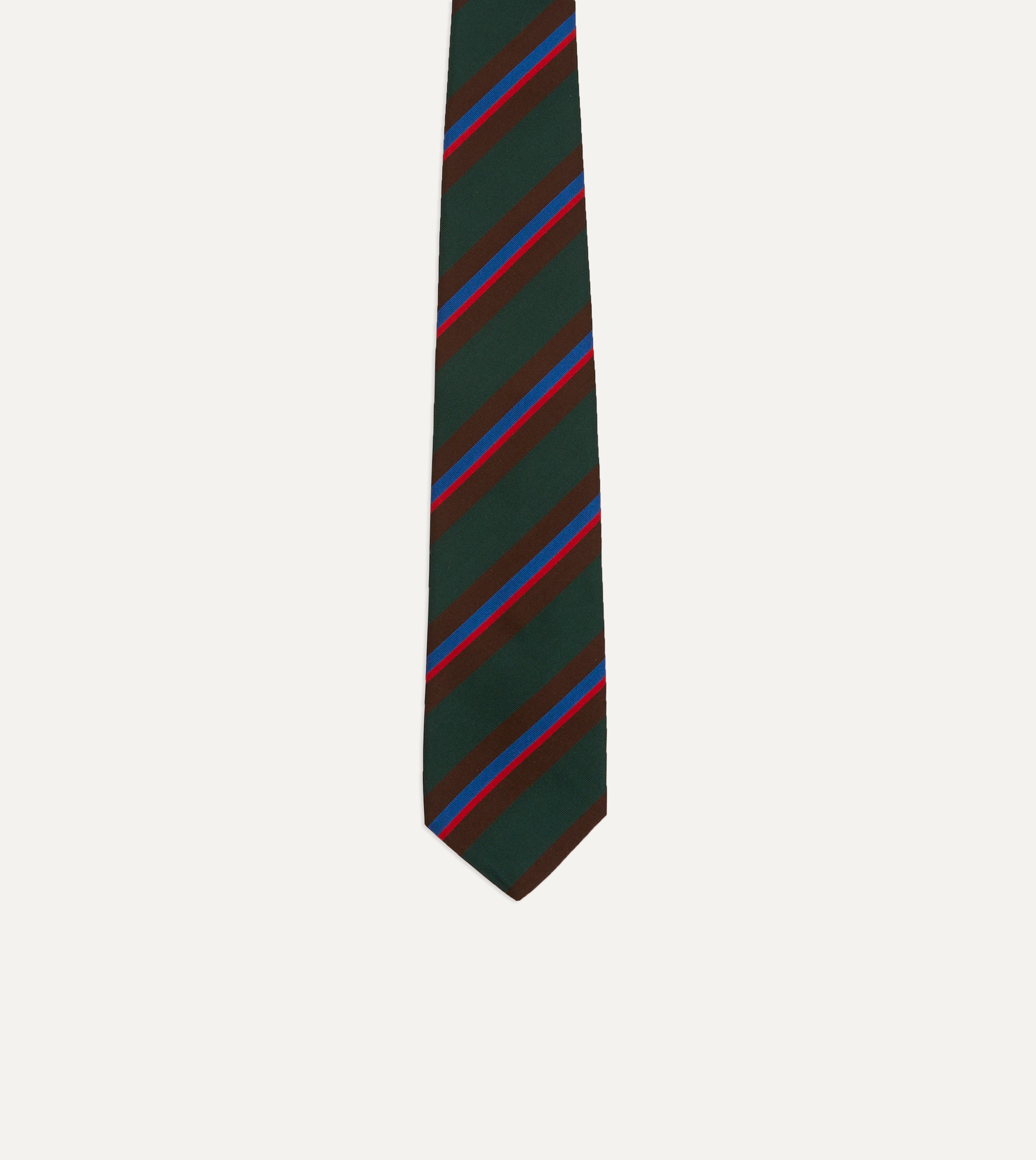 Luxury Green & Brown Striped Silk Mogador Tipped Necktie - Premium Men's Formal Tie for Business, Weddings & Special Occasions