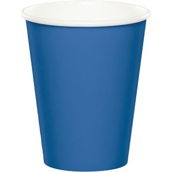 Creative Converting True Blue 9oz Paper Cups - Disposable Party Cups for Coffee, Tea, and Cold Beverages - Perfect for Birthday Parties, BBQs, and Office Events