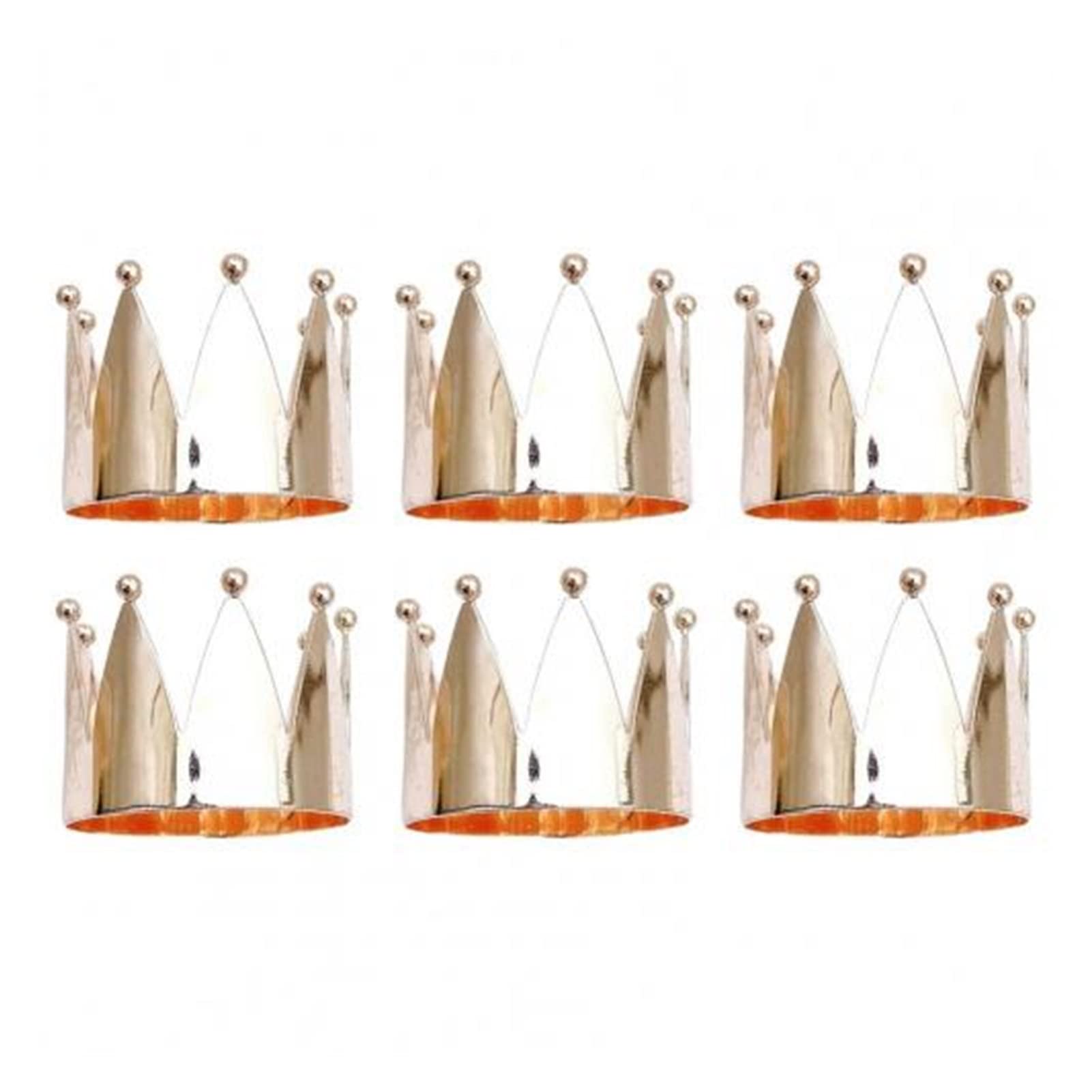 Elegant Rose Gold Crown Napkin Rings Set of 6 - Christmas Flower & Animal Shape Napkin Holders for Table Decor, Hotel Dining, and Holiday Party Accessories