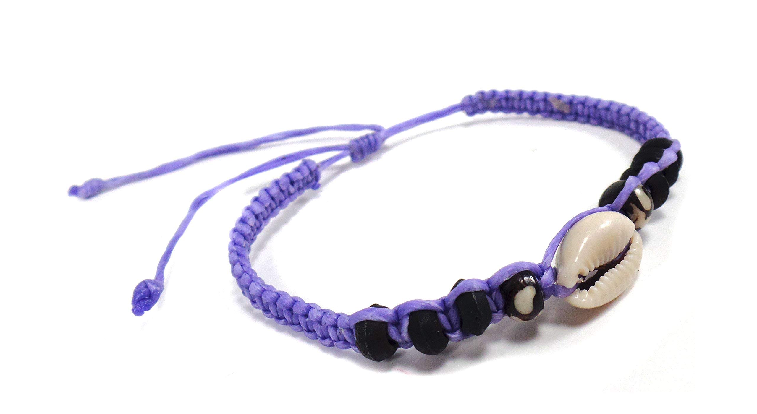 Natural Cowrie Shell Bracelet for Women - Handmade Puka Seashell & White Beads Anklet with Hemp Cord - Boho Beach Jewelry for Summer Vacation, Festival Wear and Gift Giving