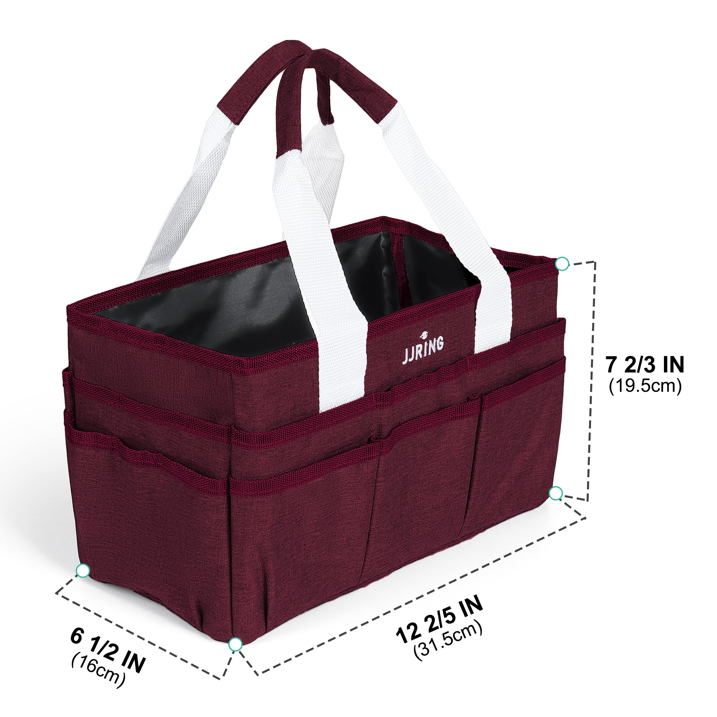 JJRING Craft Organizer Tote Bag with Multiple Pockets - Dark Red Art Storage Caddy for Sewing, Scrapbooking, School, Medical & Office Supplies | Perfect for Artists, Students & Professionals