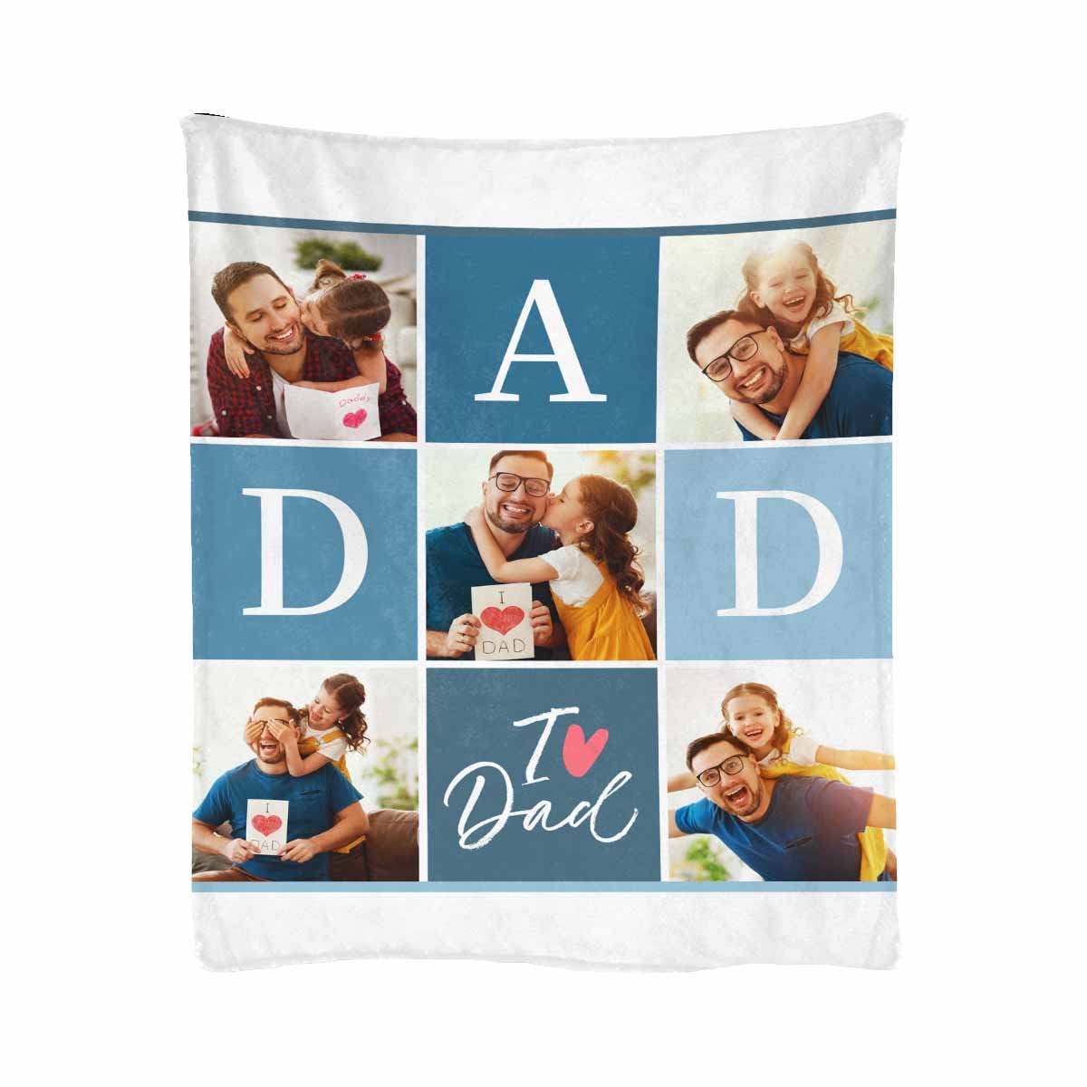 Personalized Dad Blanket with Photo - Custom I Love Dad Picture Throw Blanket 30
