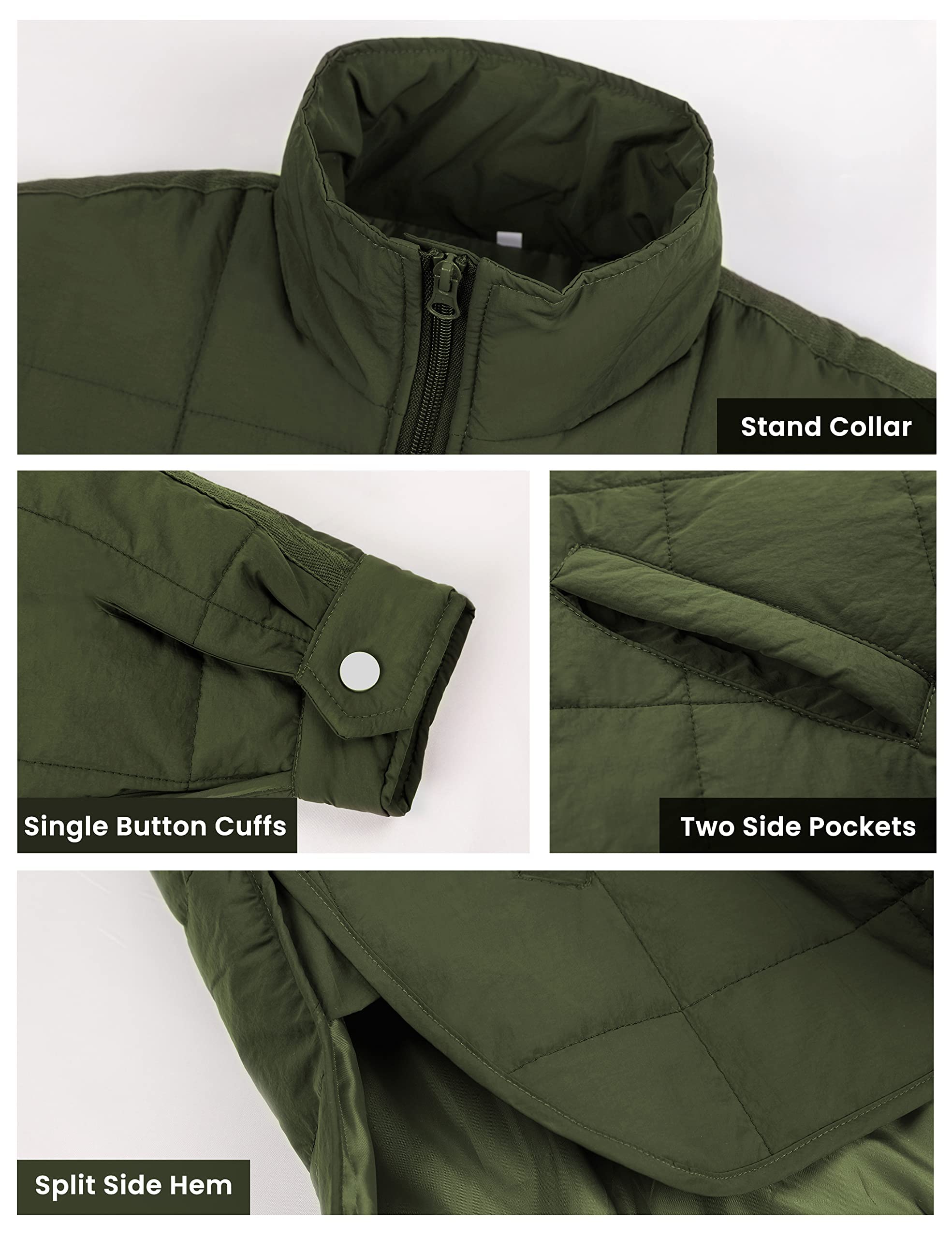 Huaqiao Women's Lightweight Quilted Puffer Jacket - Short Winter Coat with Zipper & Pockets | Warm Outerwear for Casual Wear, Travel & Outdoor Activities